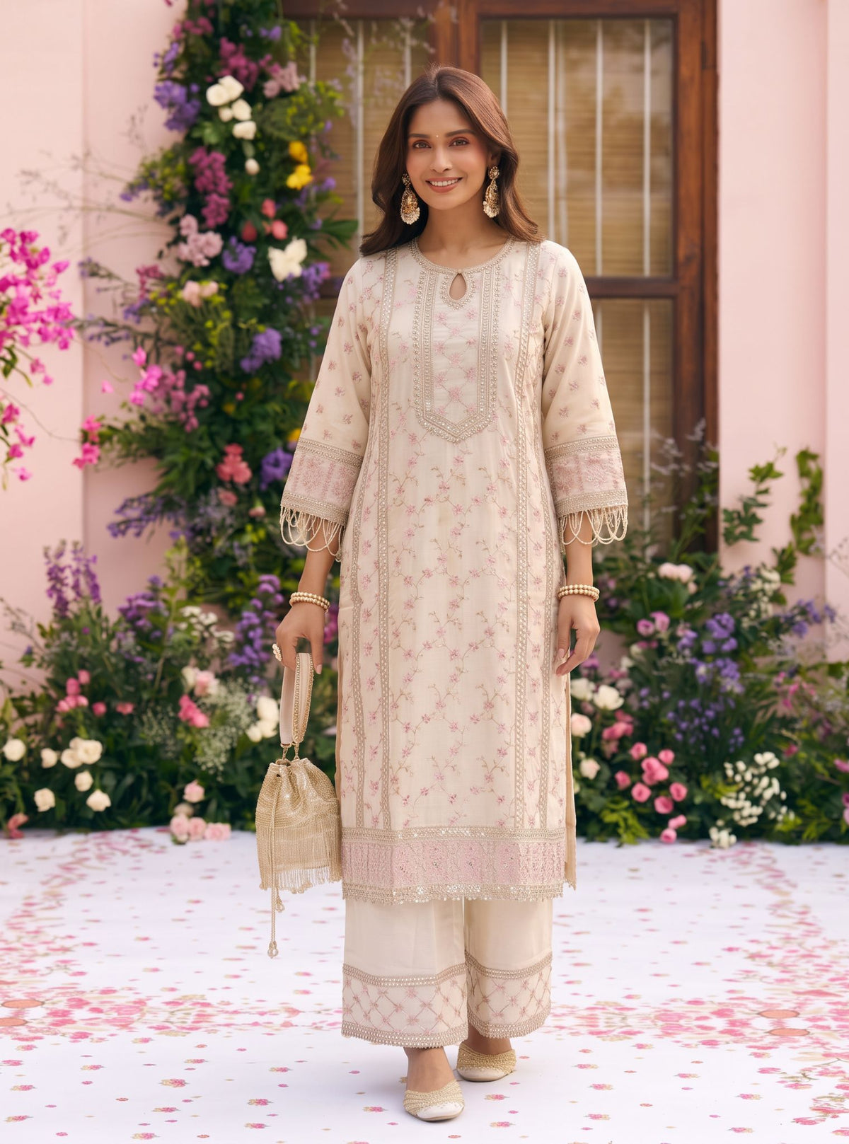 Briti Supima Cotton Off White Kurta Set