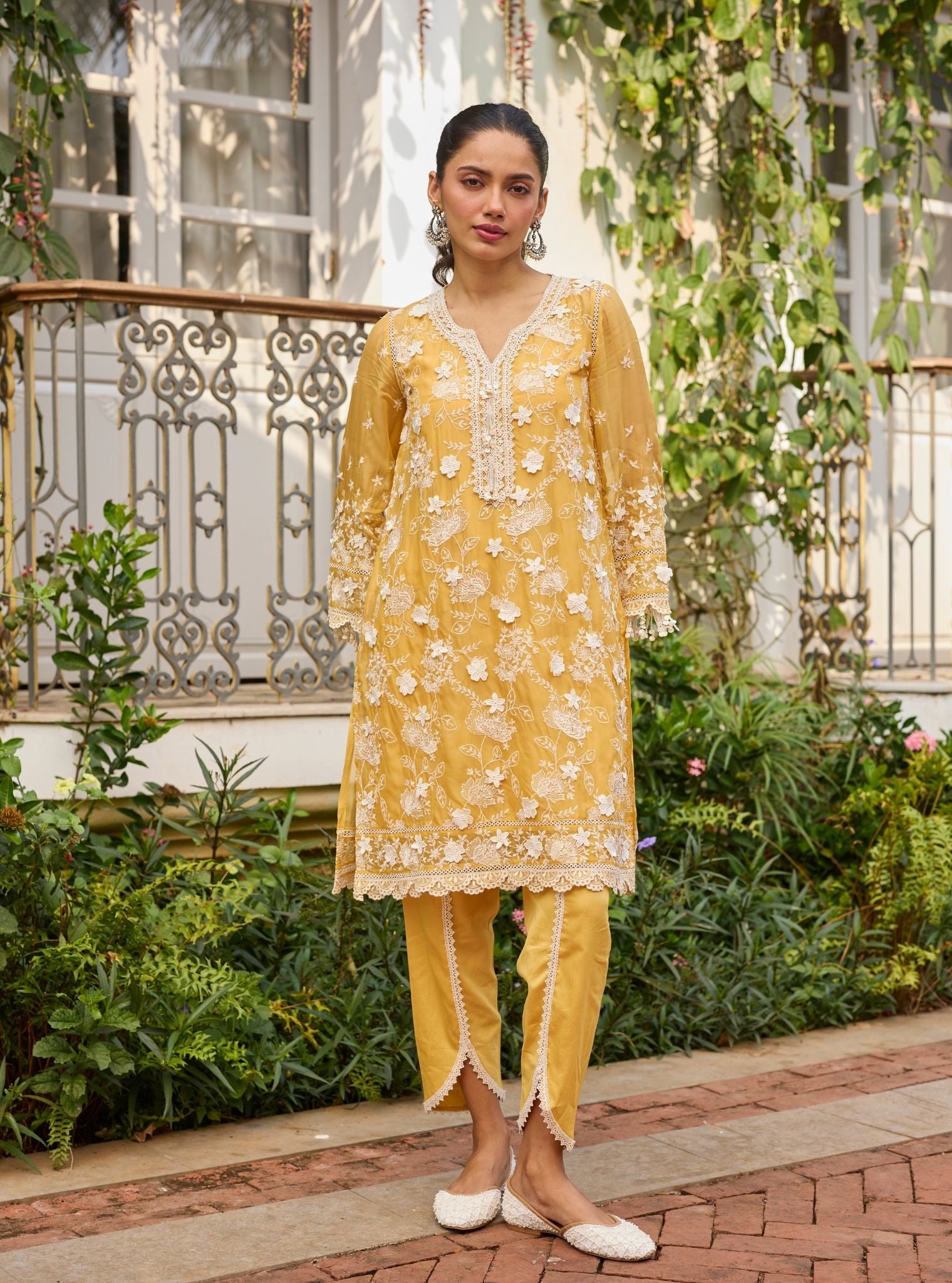 Vino Organza Yellow Kurta Set