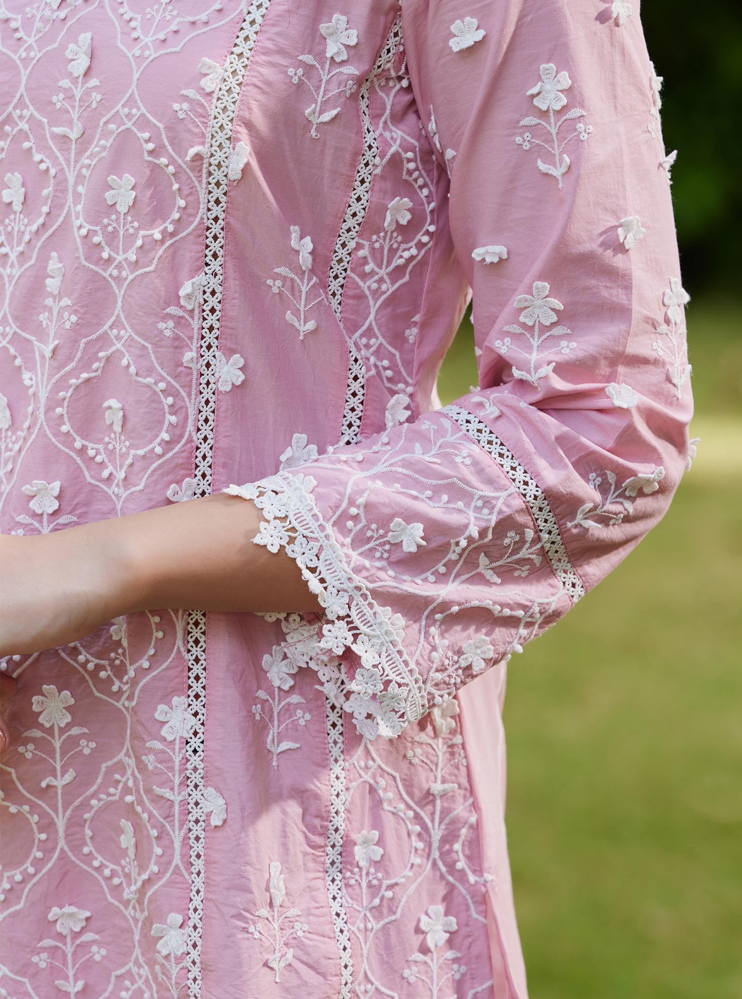 Mulmul Supima Cotton Kainat Pink Kurta