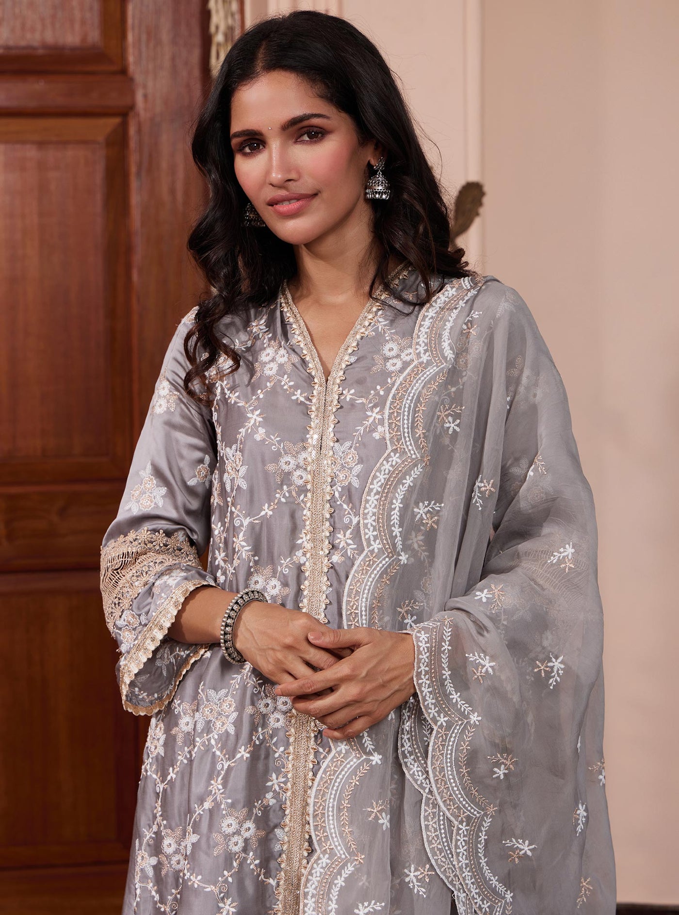 Kenna Cupro Grey Kurta Set