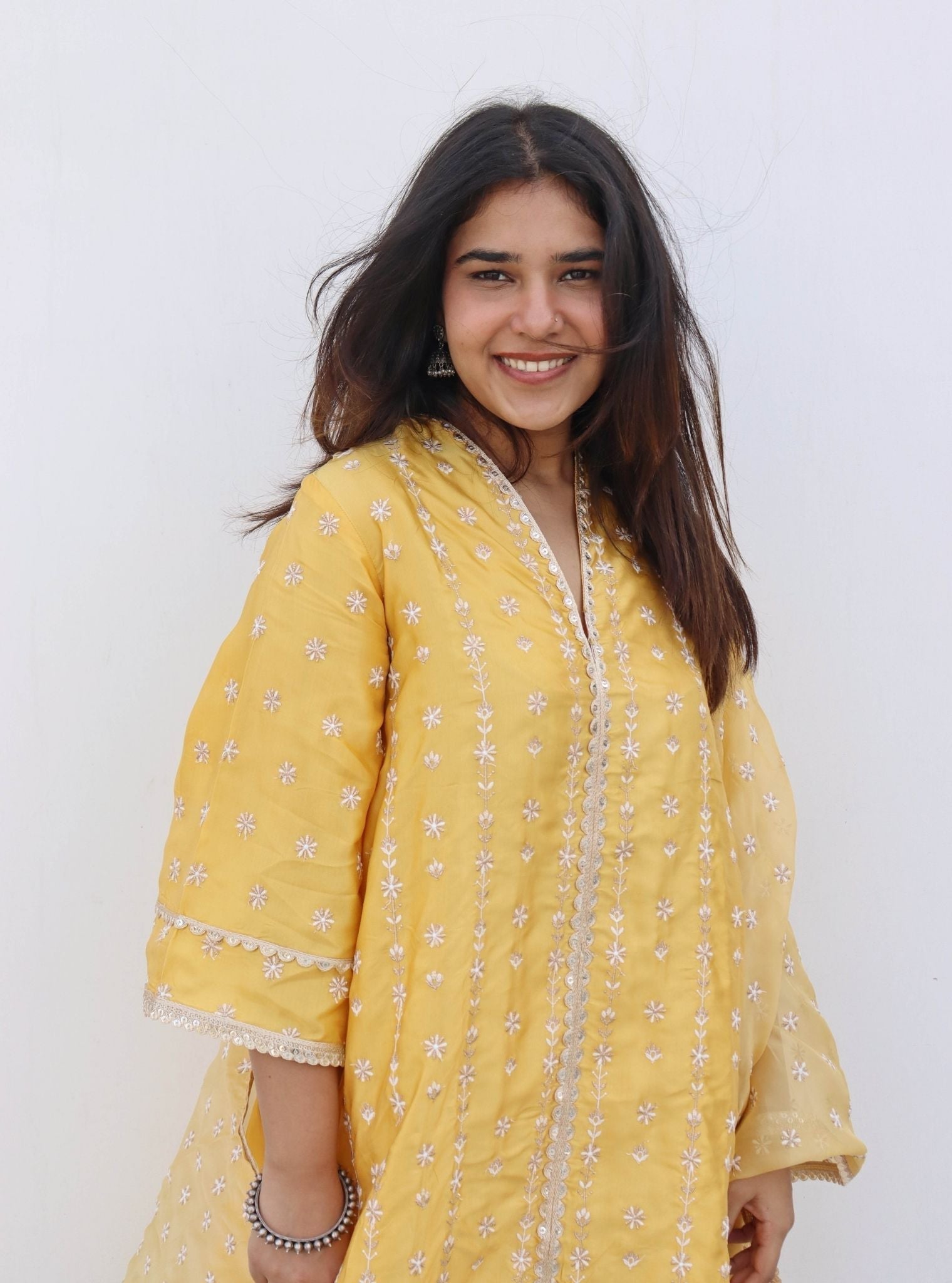 Mulmul Cupro Amara Yellow Kurta