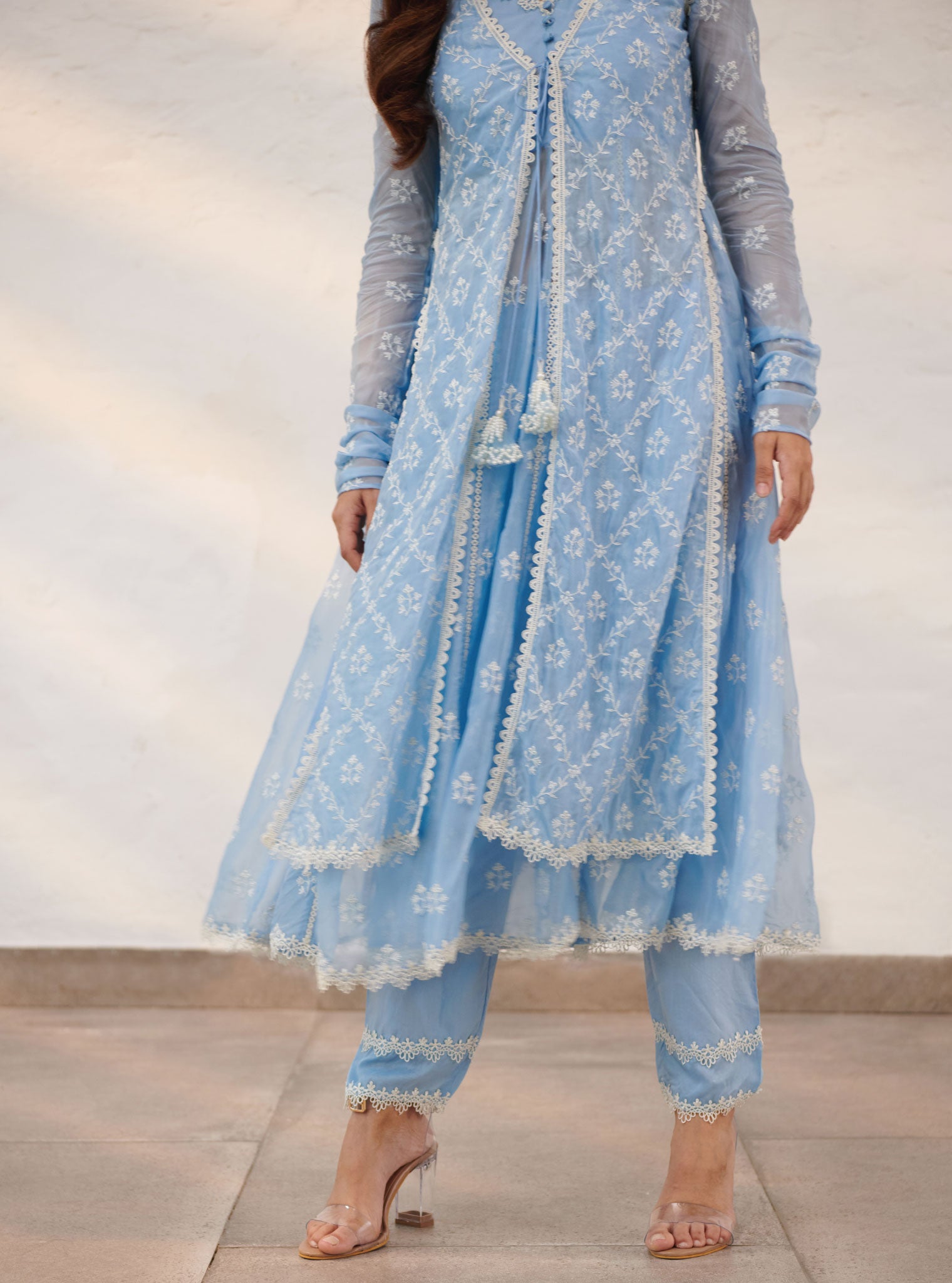 Mulmul Organza Antrim Blue Dupatta