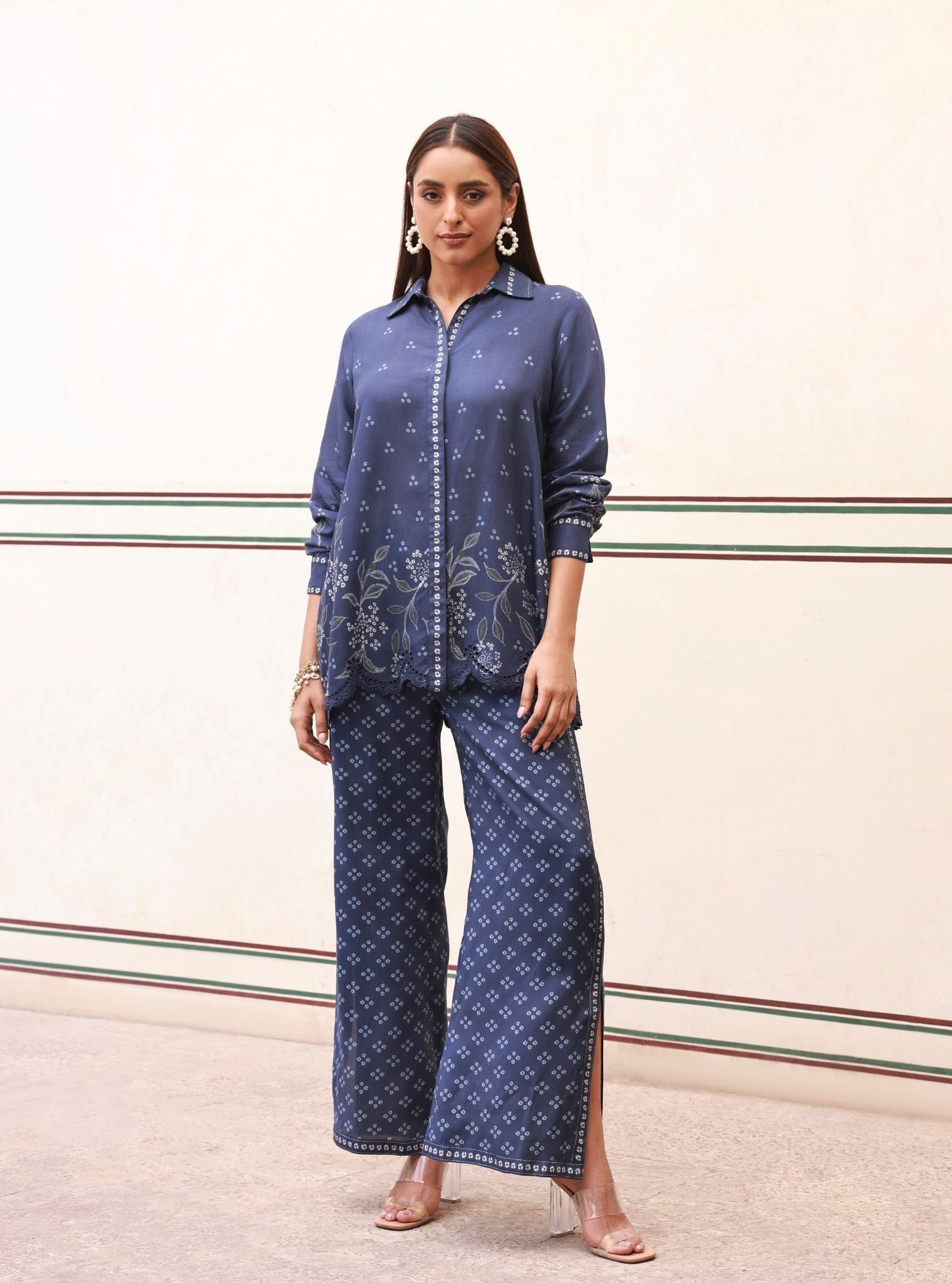 Eirene Lawn Printed Navy Co-ord Set