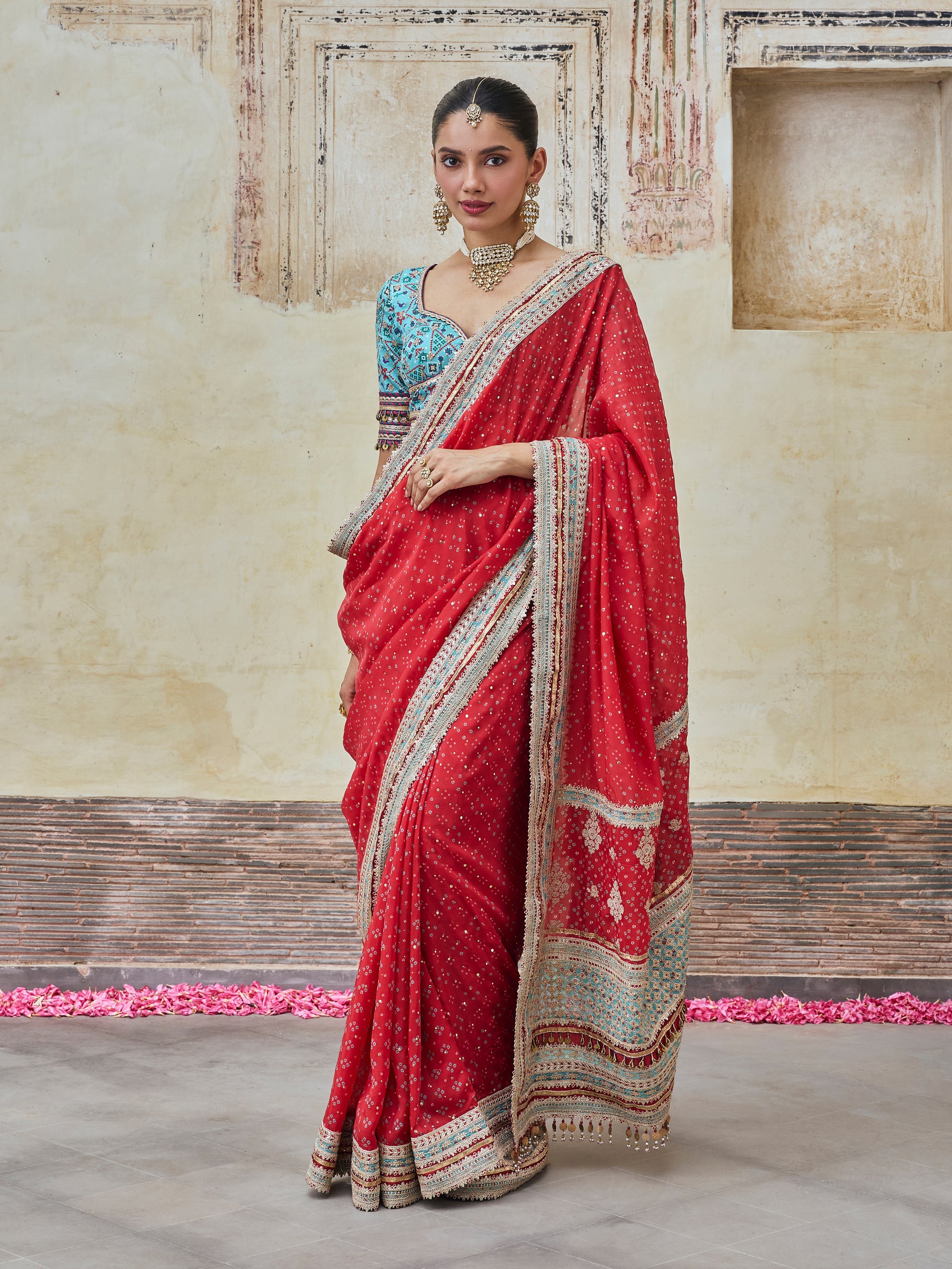 Subhi Bemberg HO Silk Printed Red Saree
