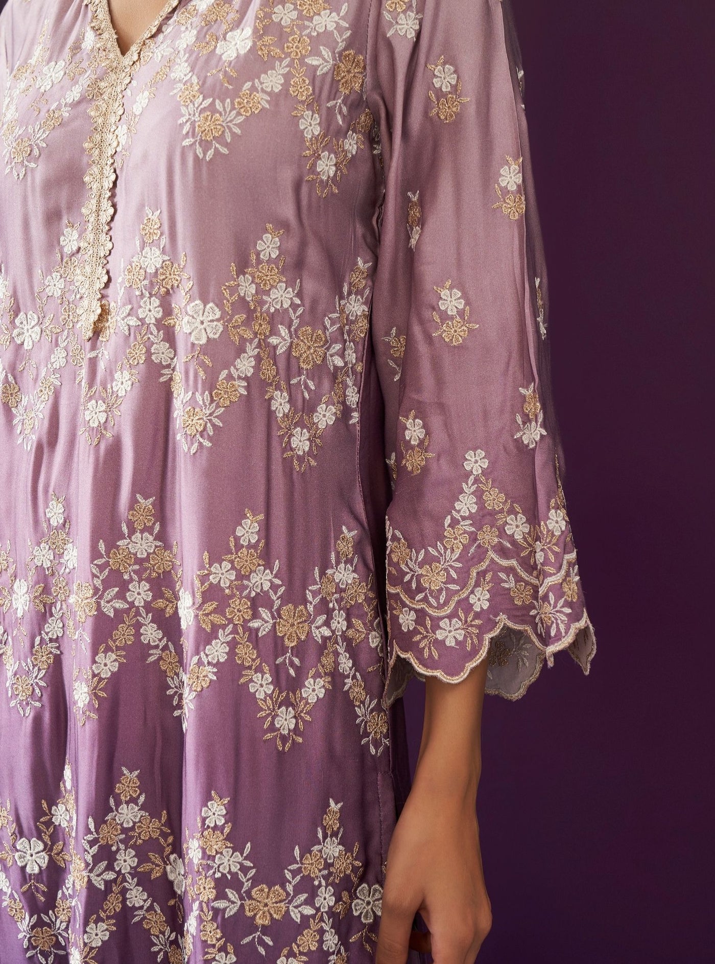 Mumul Supima Satin Celo Mauve Kurta