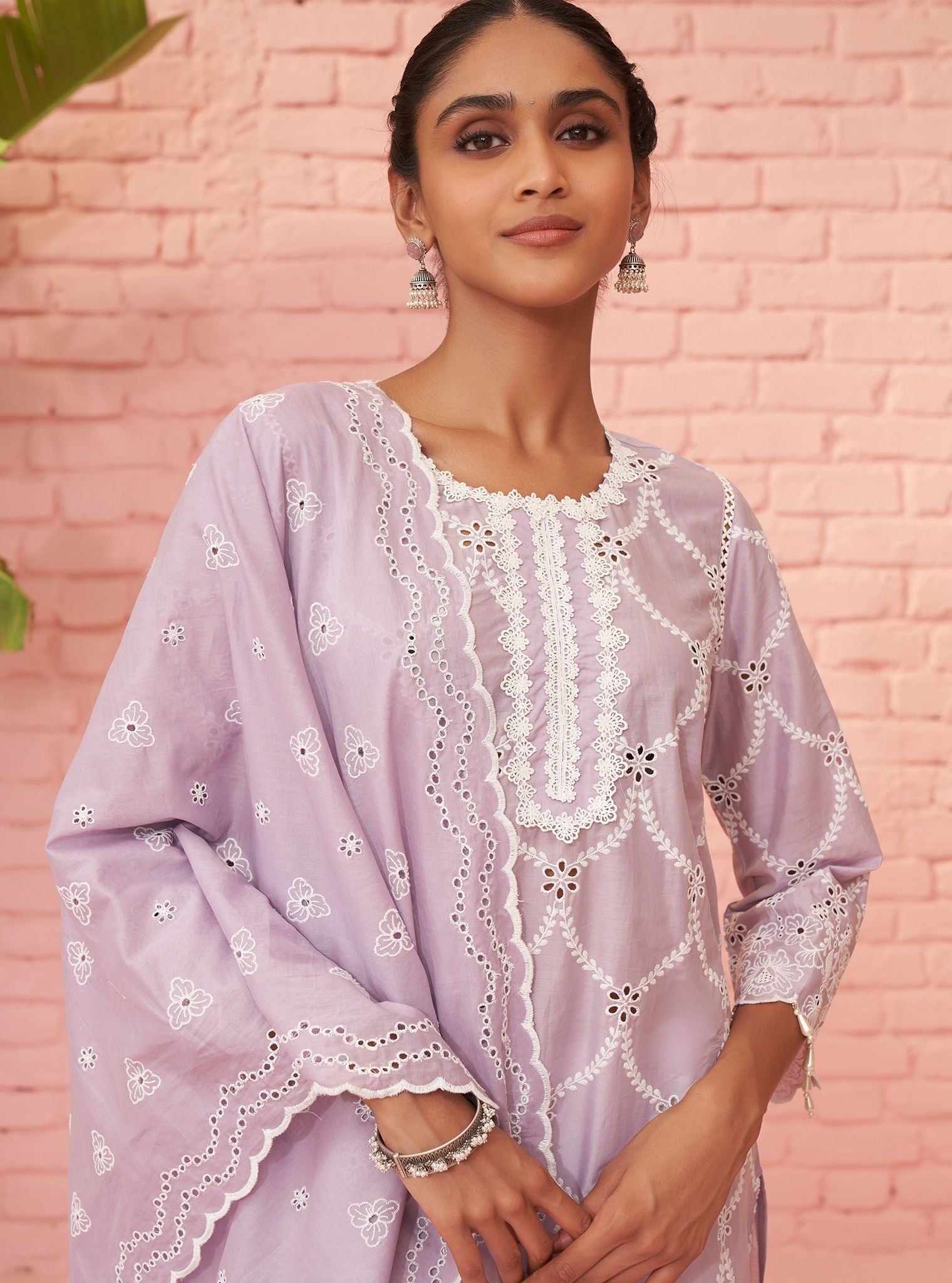 Mulmul Cotton Aashay Lilac Kurta