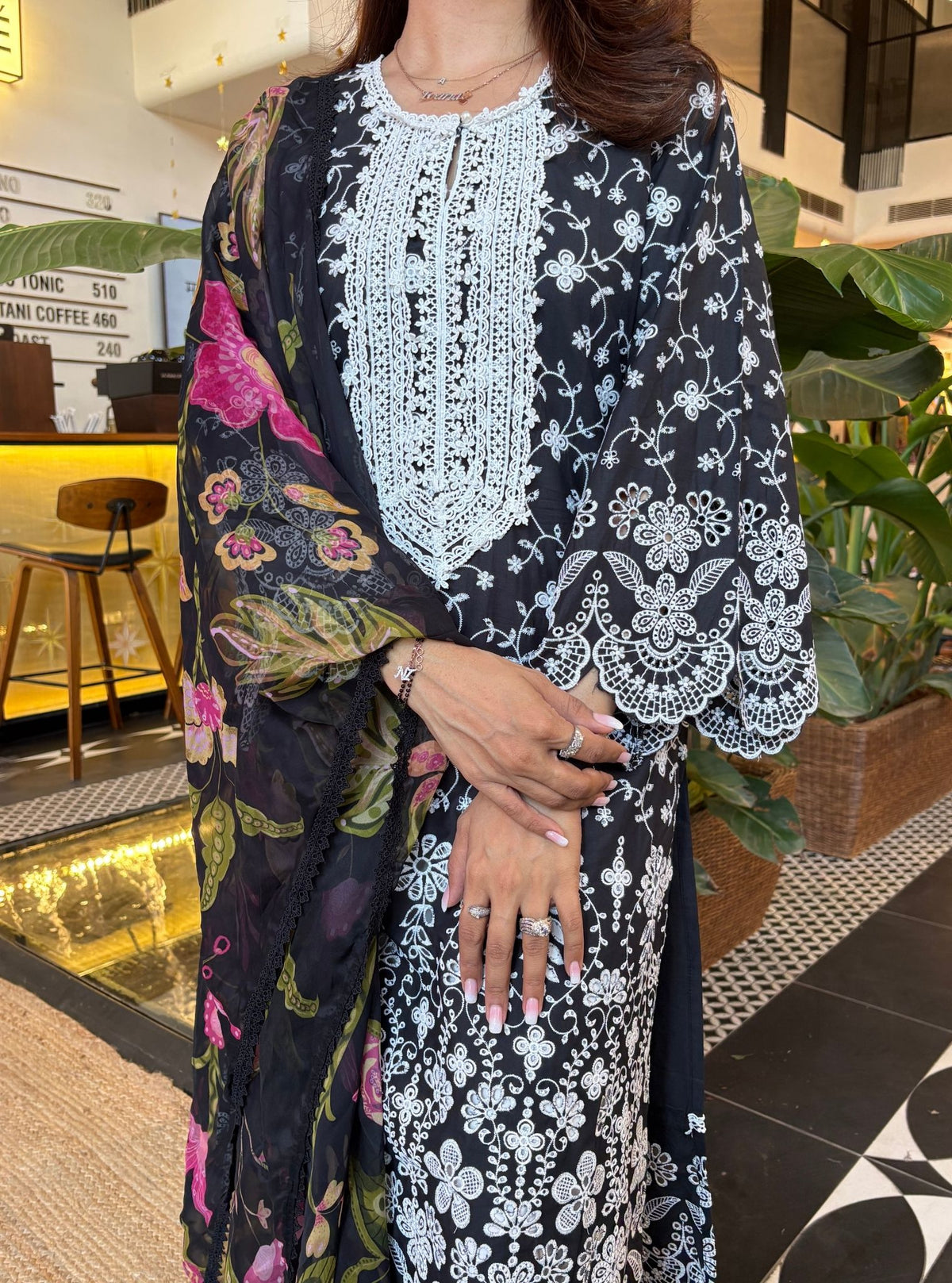 Gauri Supima Cotton Black Kurta Set
