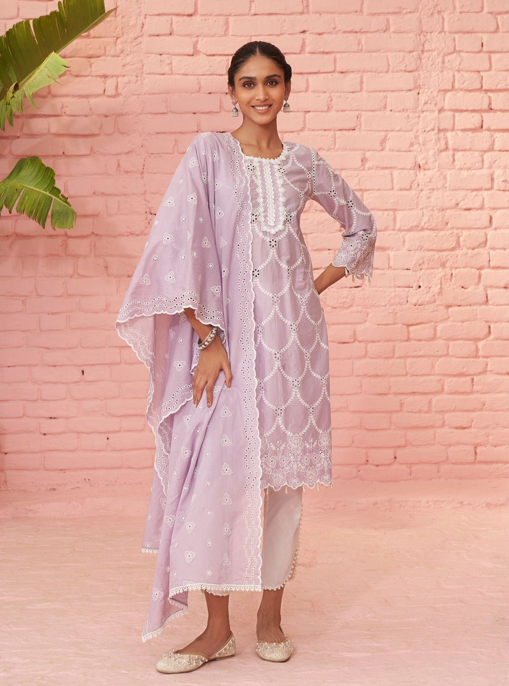 Mulmul Supima Cotton Love Song Lilac Kurta
