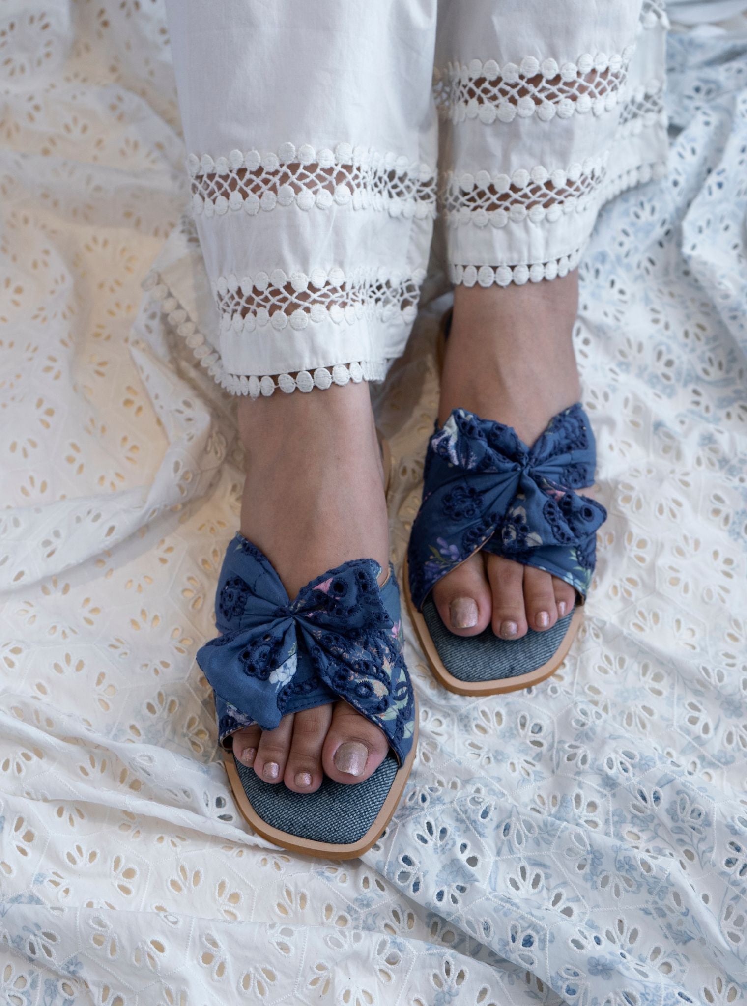 Mulmul Ember Denim Flat Sandal