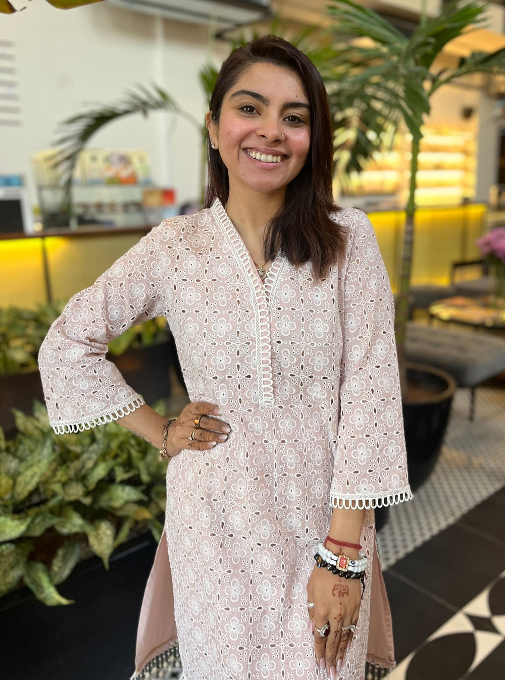 Layla Supima Cotton Pink Kurta Set main image 1
