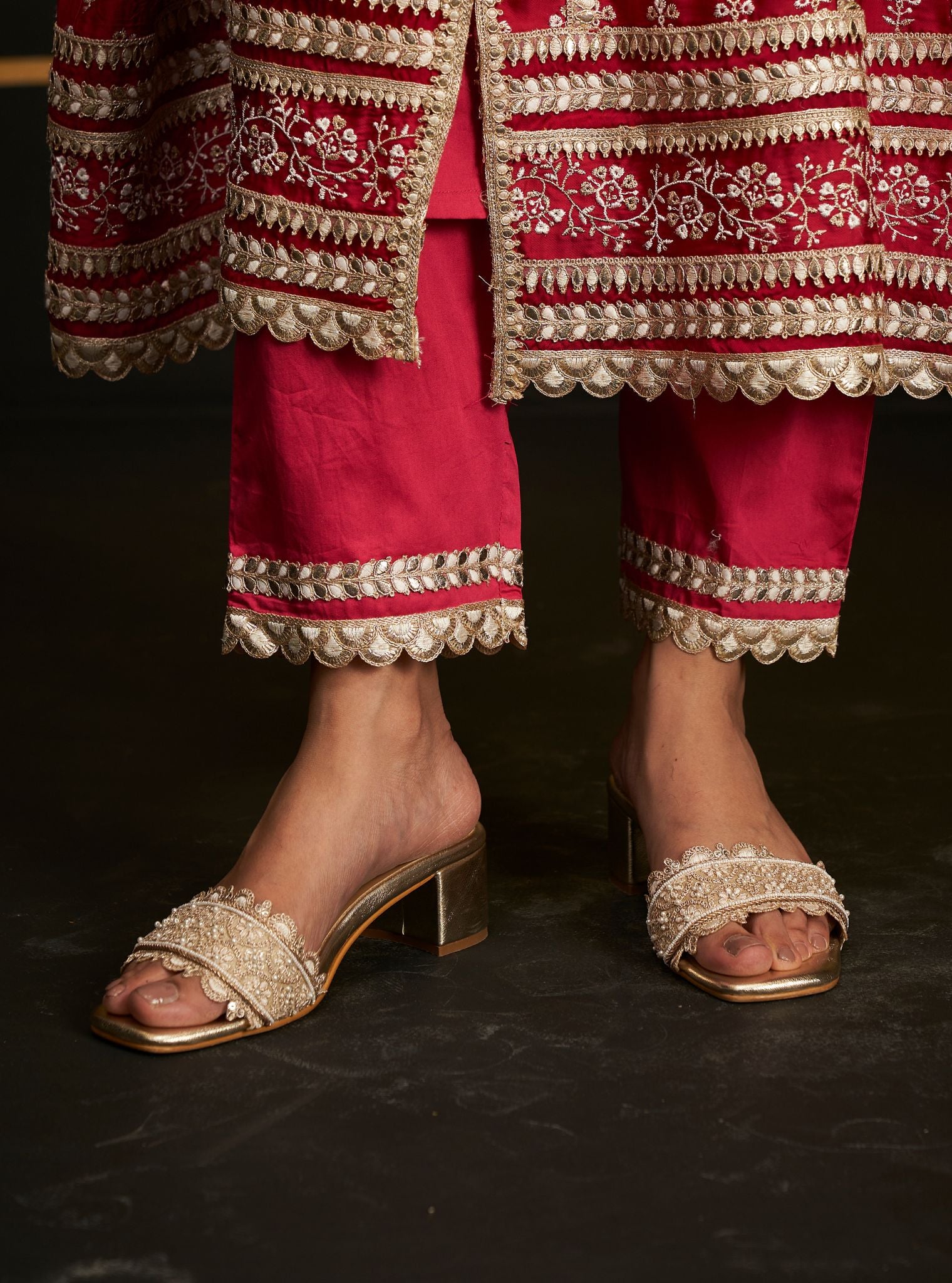 Mulmul Kshipra Gold Block Heel