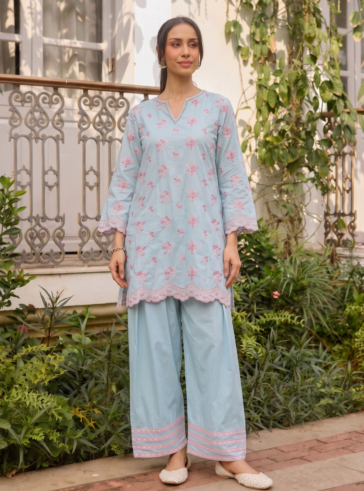 Aviya Supima Cotton Blue Kurta Set