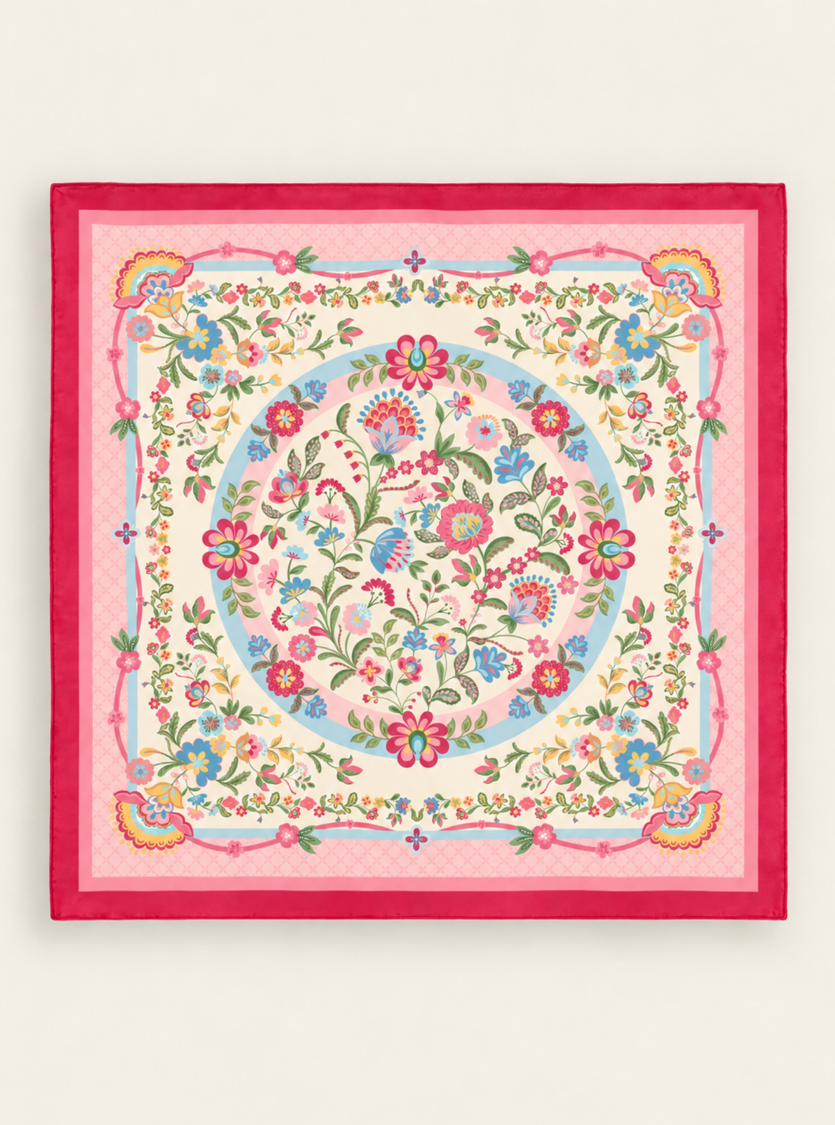 Aurore Cupro Satin Printed Pink Scarf