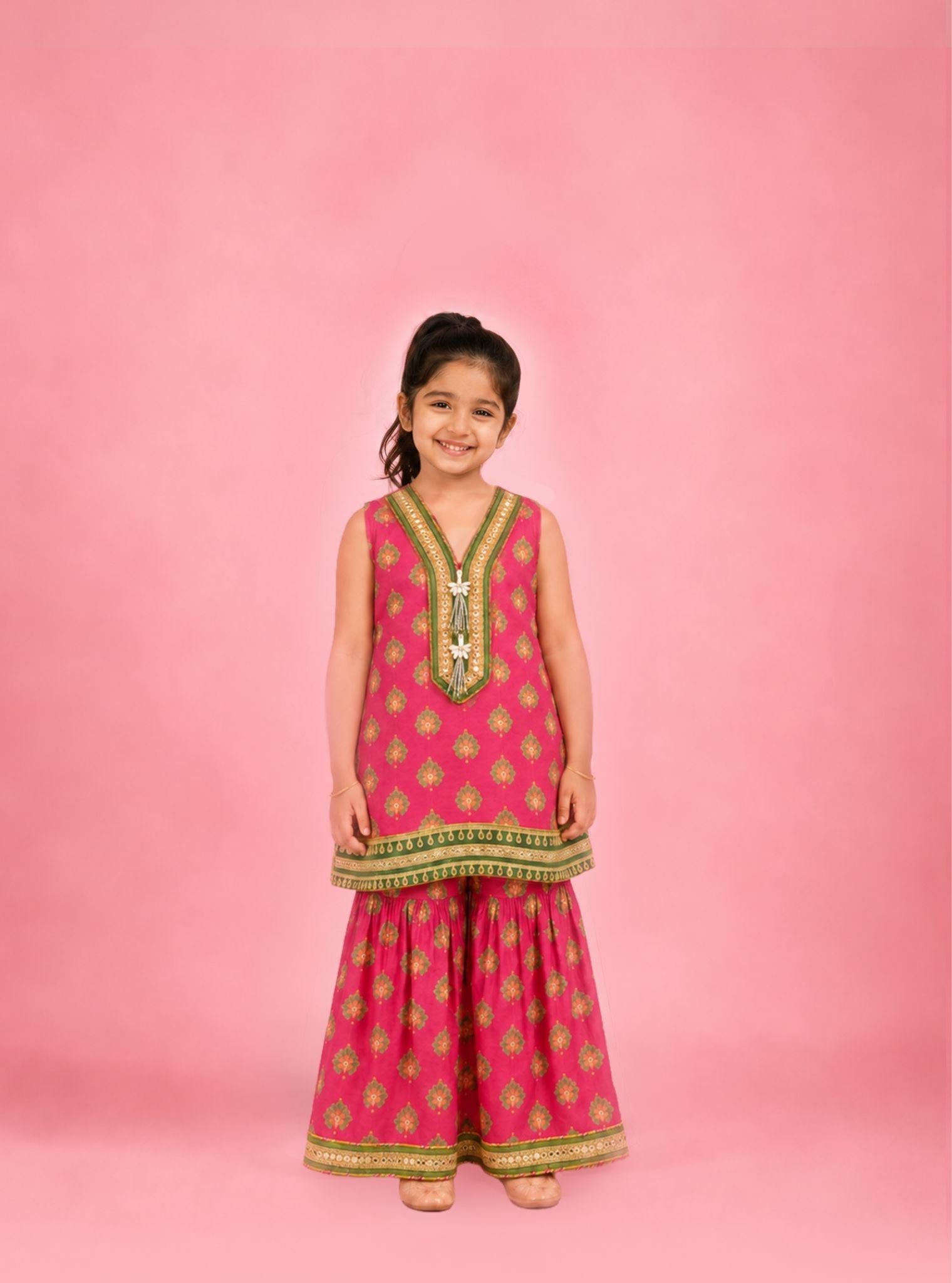 Iva Lawn Printed Fuchsia Kurta Set