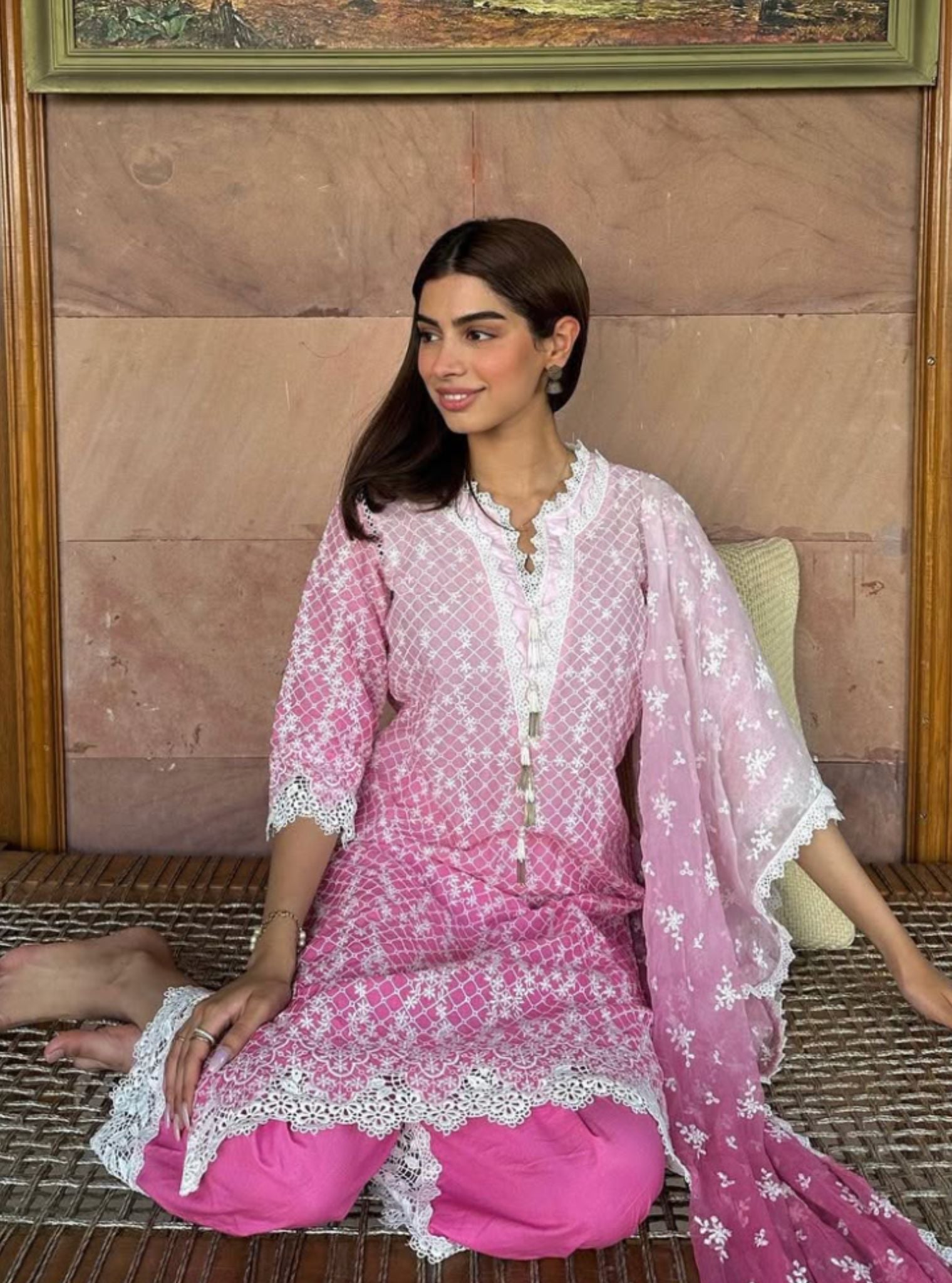 Venna Supima Cotton Pink Kurta Set