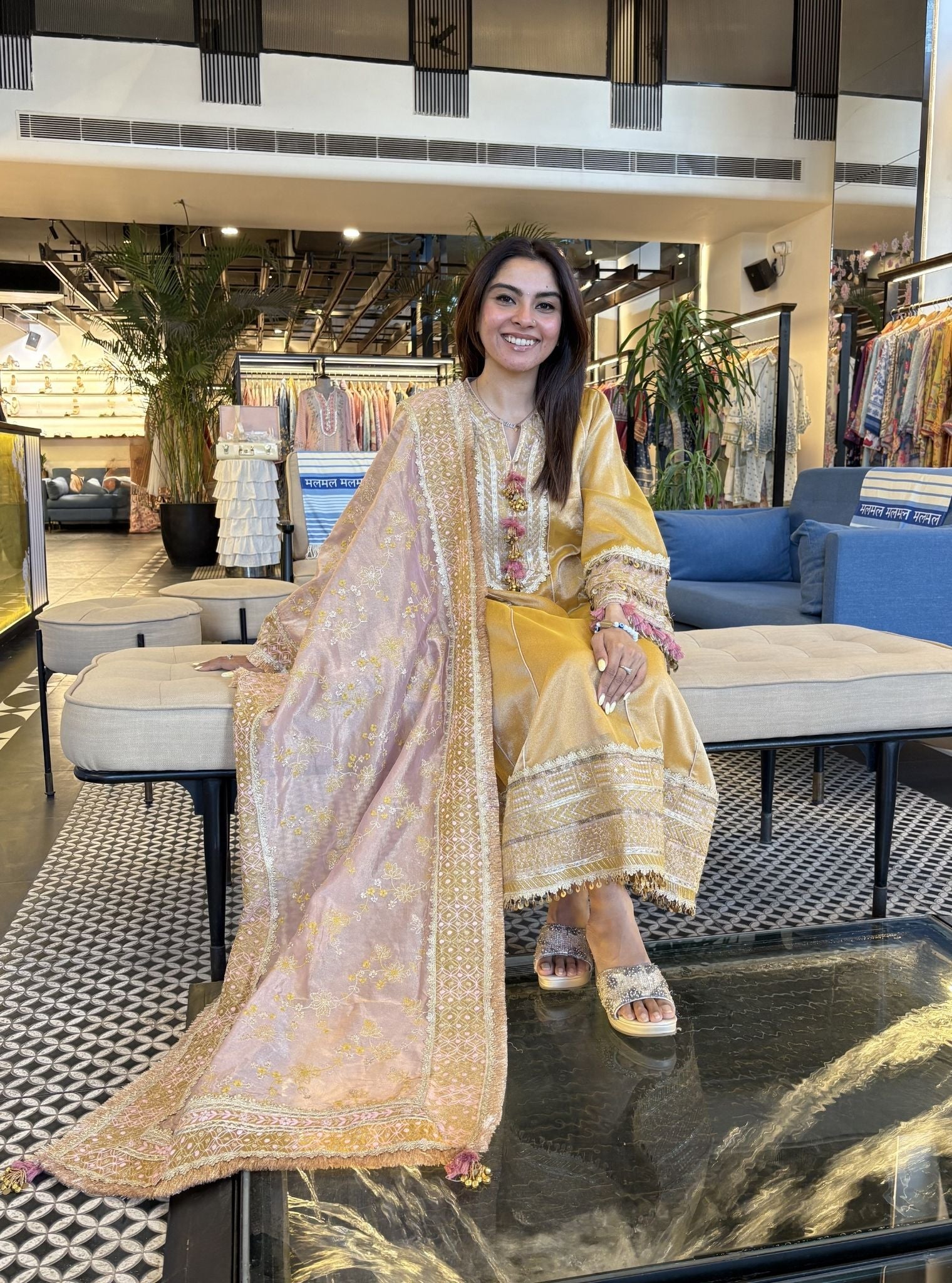 Briti Pima Yellow Kurta Set