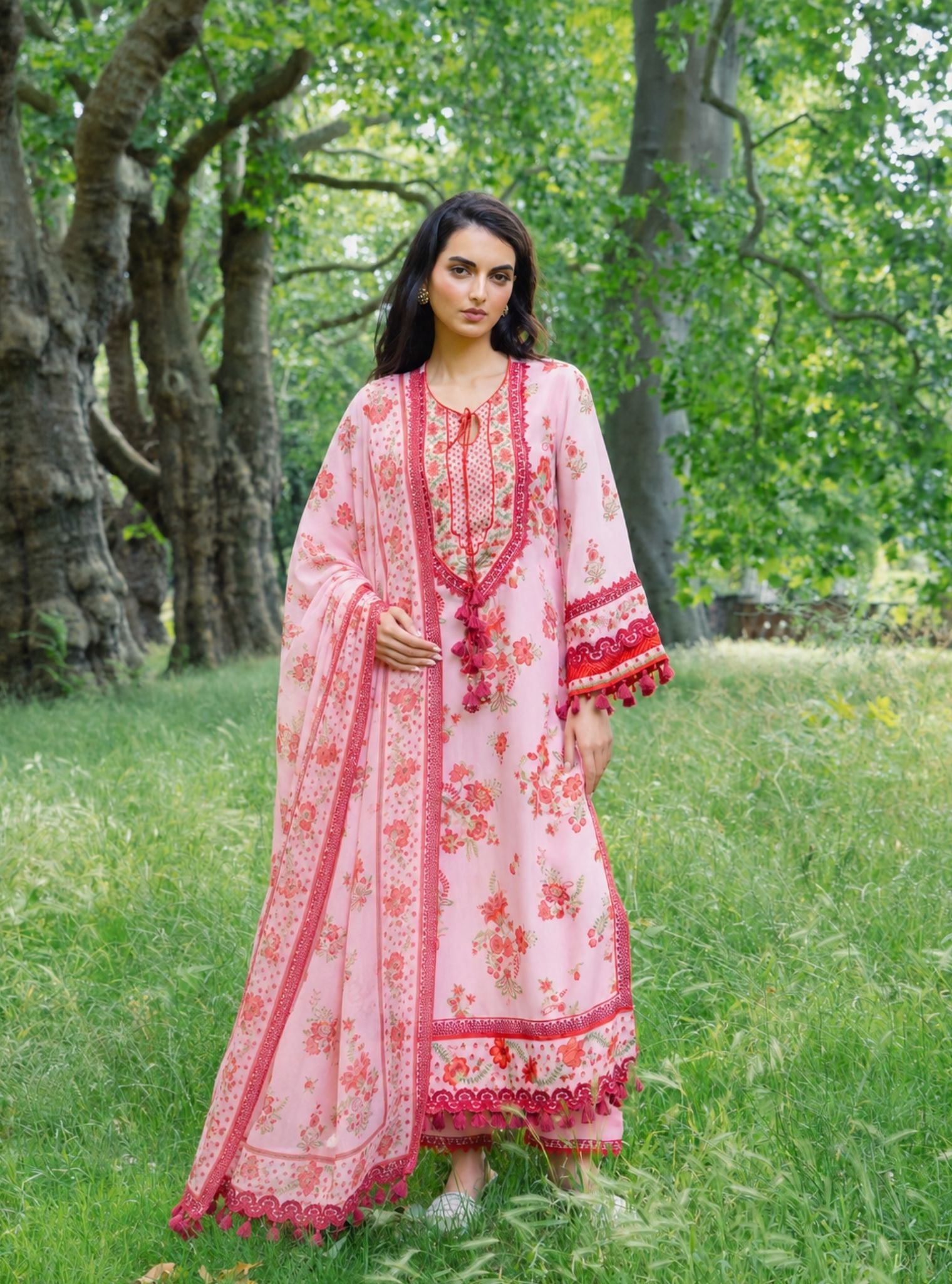 Suvi Lawn Printed Pink Kurta Set