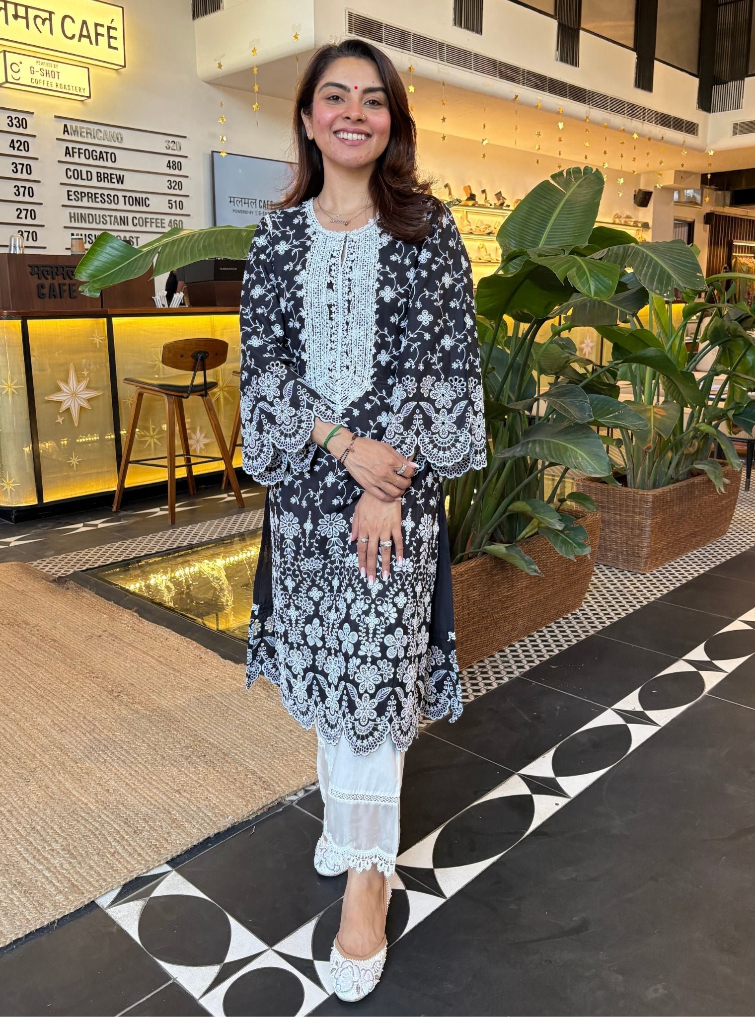 Gauri Supima Cotton Black Kurta Set