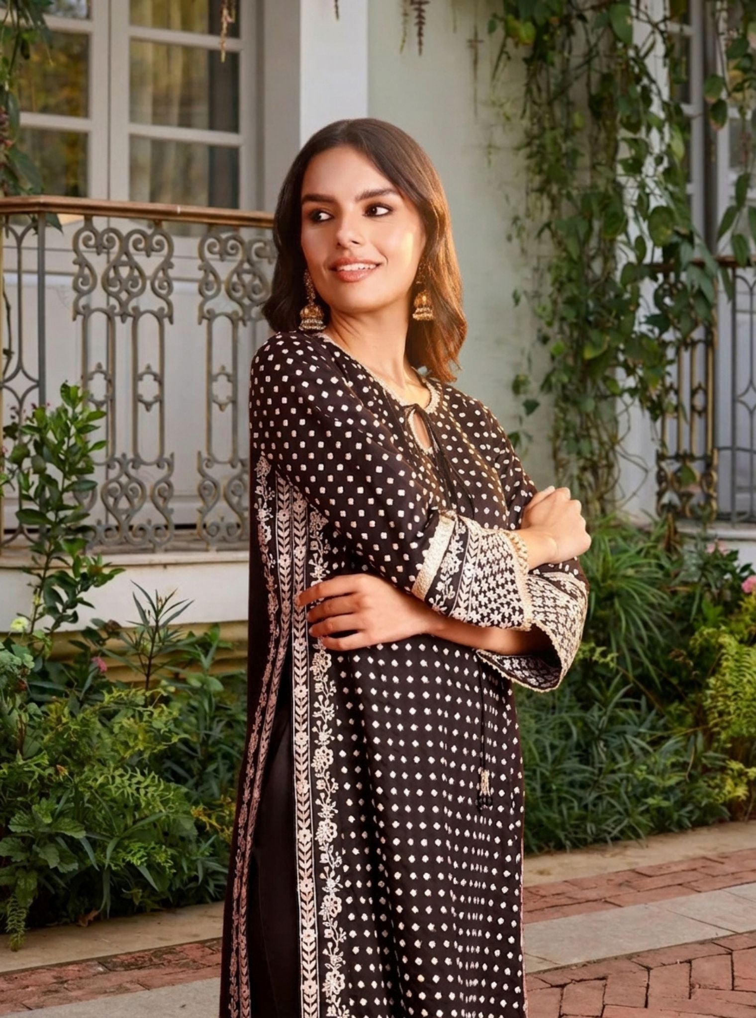 Reya Pima Satin Black Kurta Set
