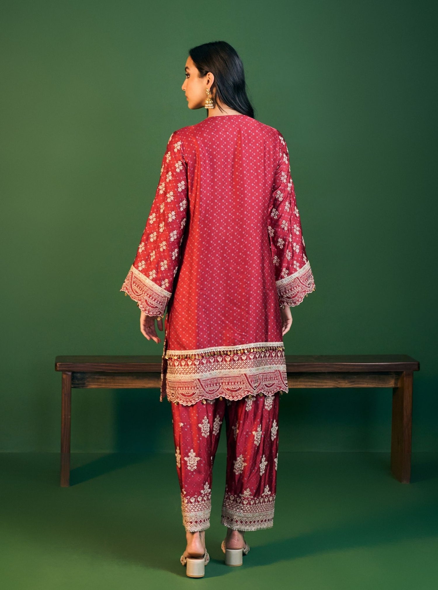 Callaia Cupro Satin Red Kurta Set main image 0