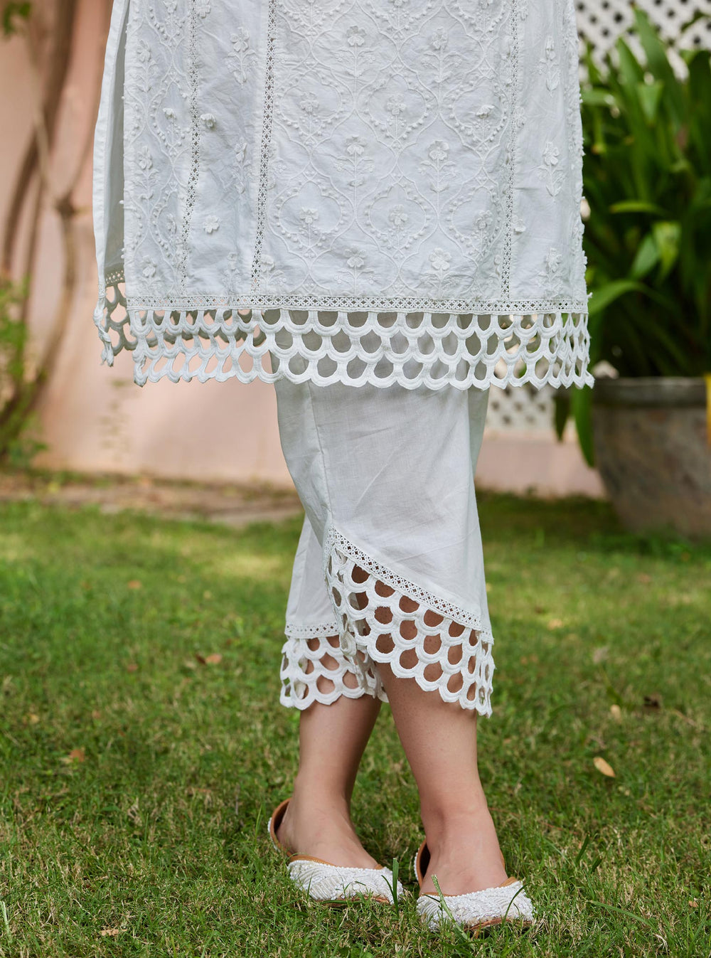Kainat Supima Cotton White Kurta Set