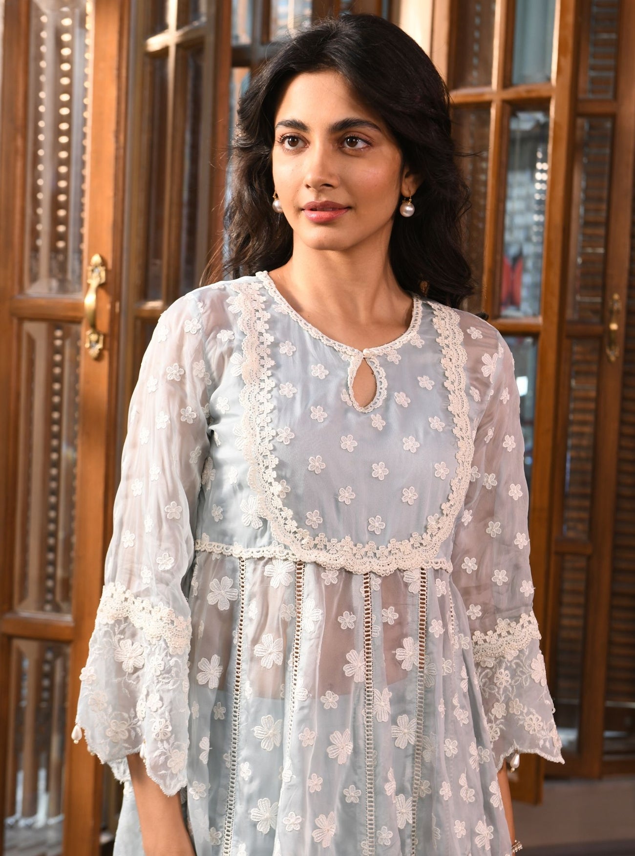 Zola Organza Light Blue Anarkali Kurta Set