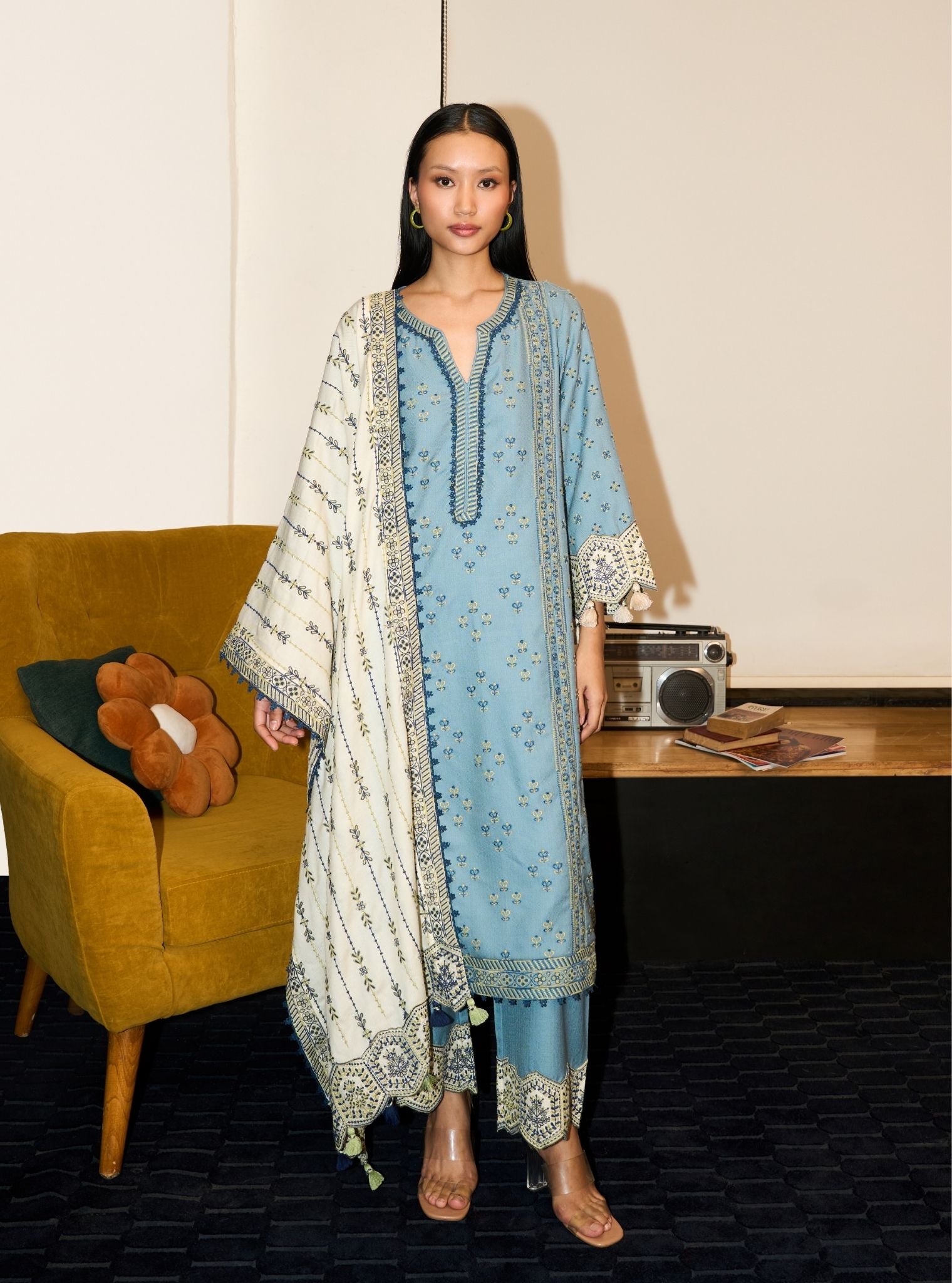 Tessa Wool Light Blue Kurta Set