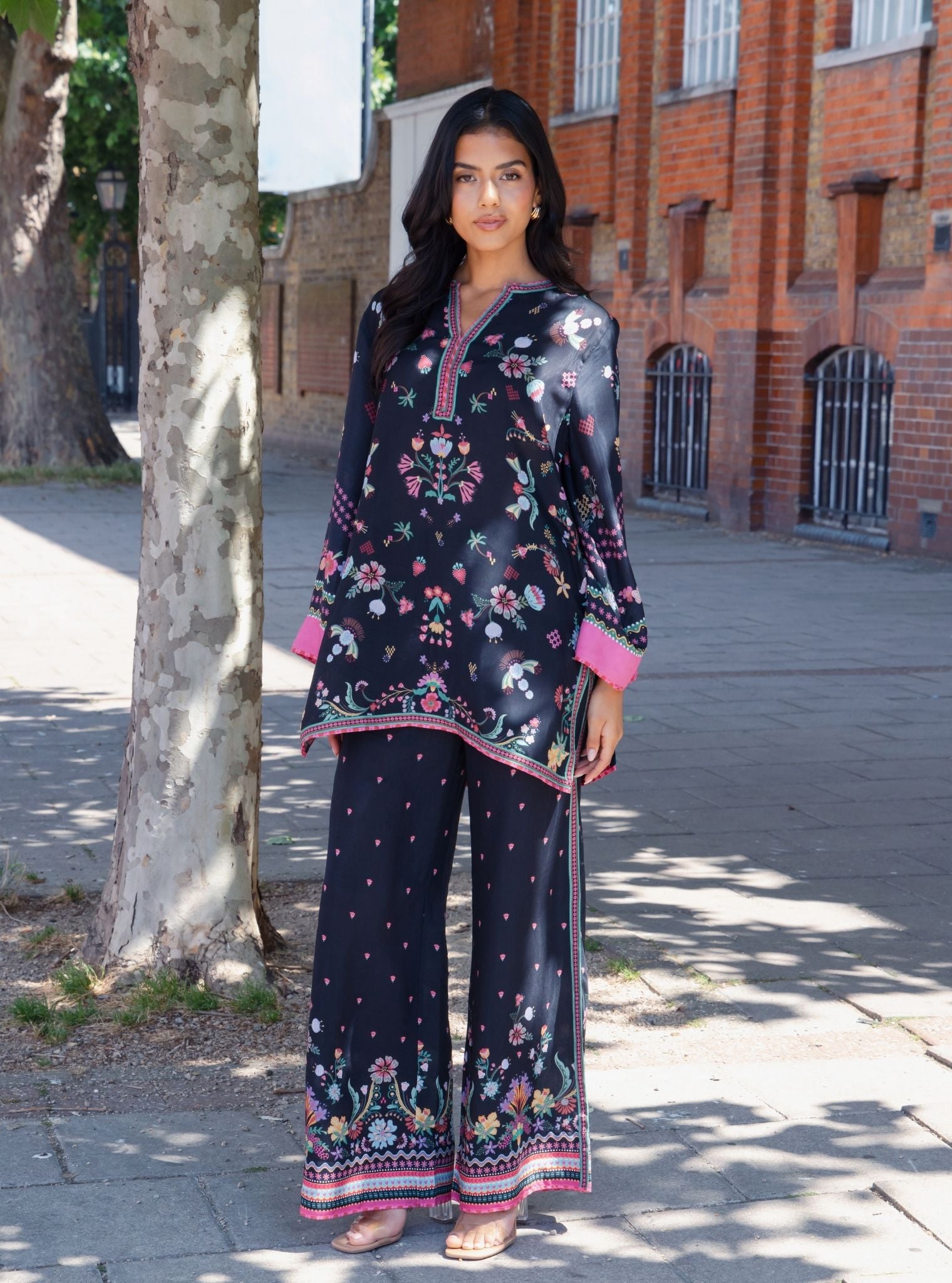Evara Lawn Printed Black Co-ord Set