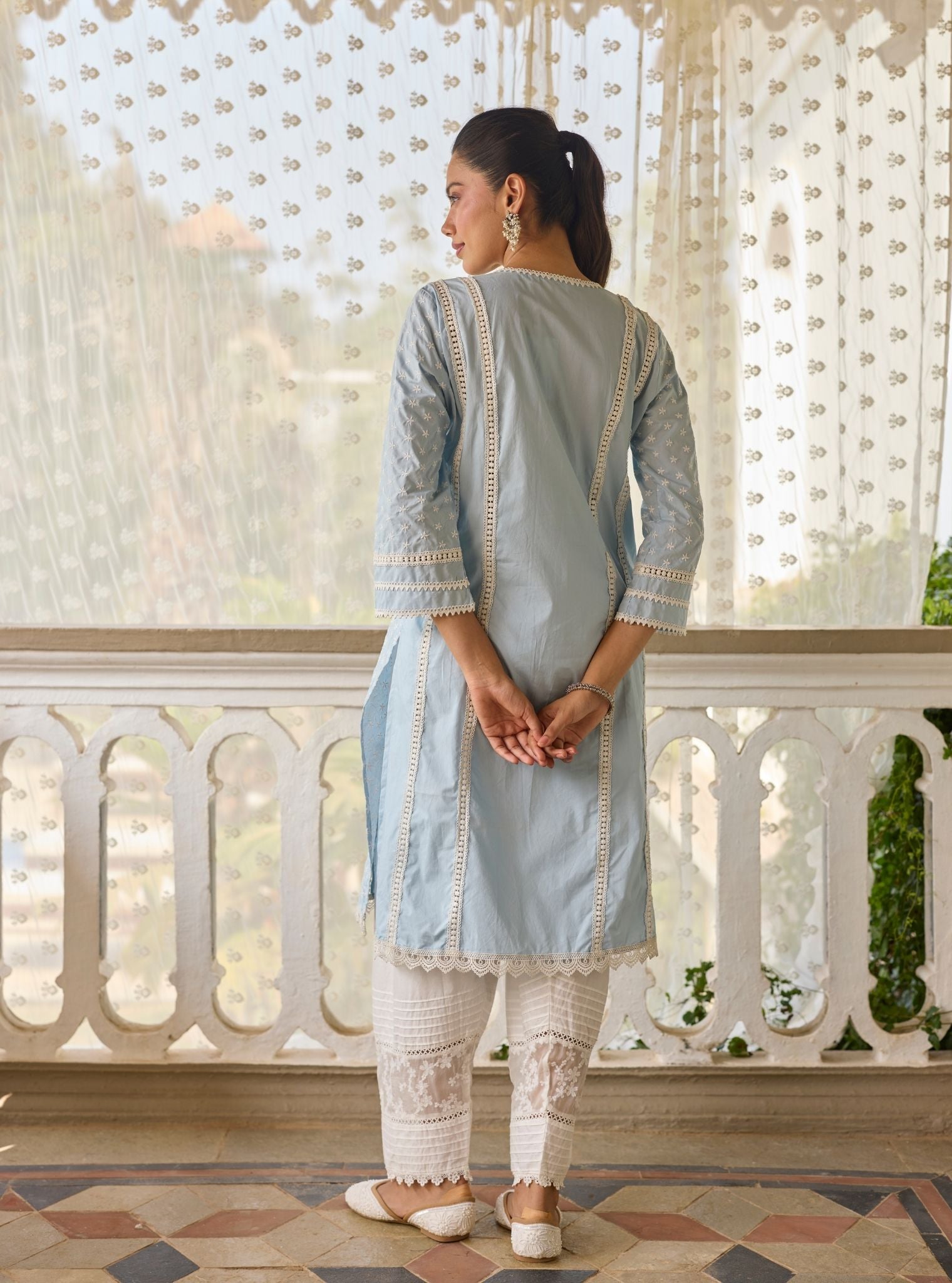 Moira Supima Cotton Blue Kurta Set