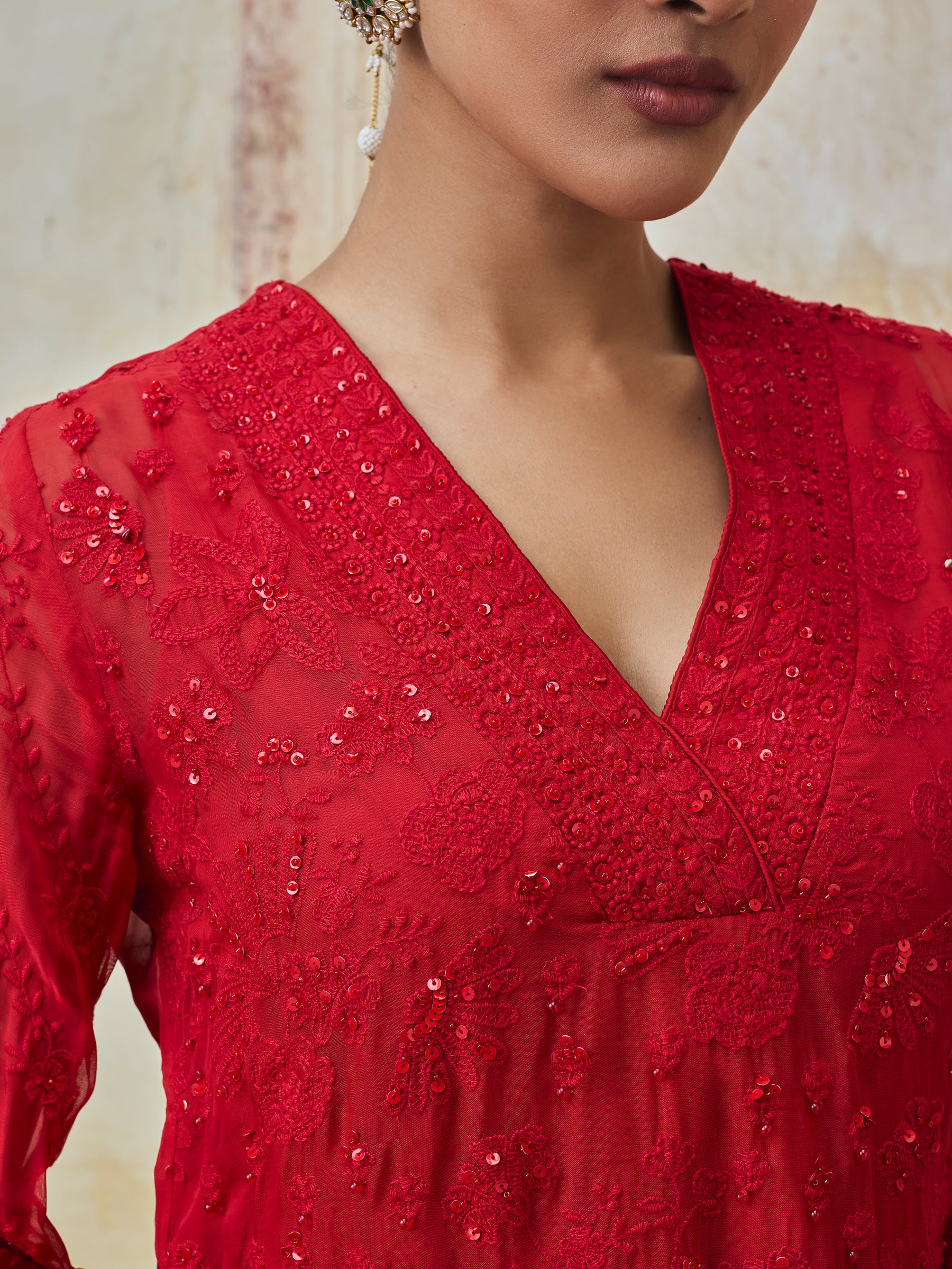 Reja Organza Red Co-ord Set