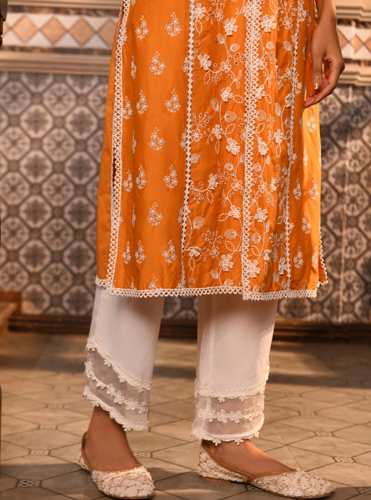 Mulmul Supima Cotton Ensi Lilac Kurta