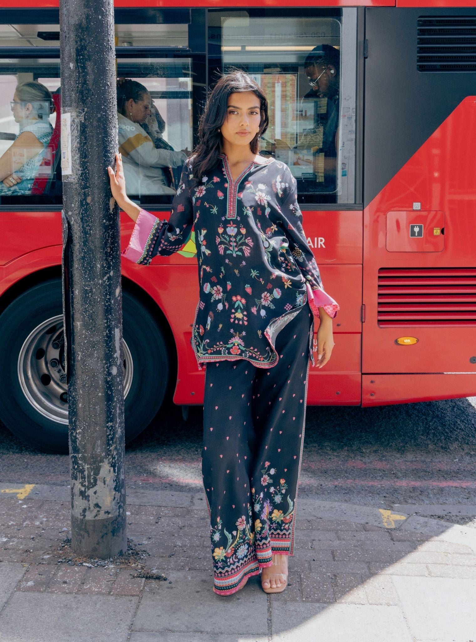Evara Lawn Printed Black Co-ord Set