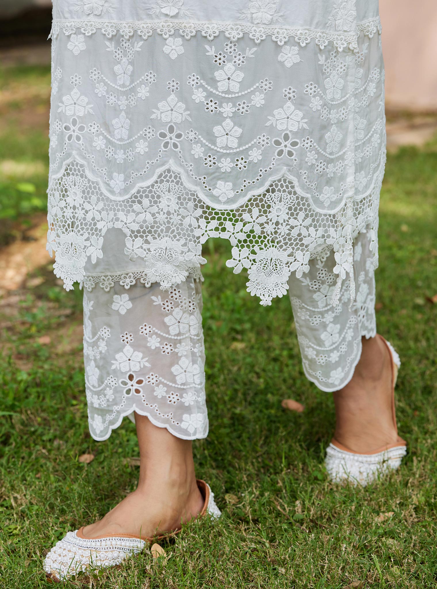 Mulmul Cotton Reeva Off White Pant