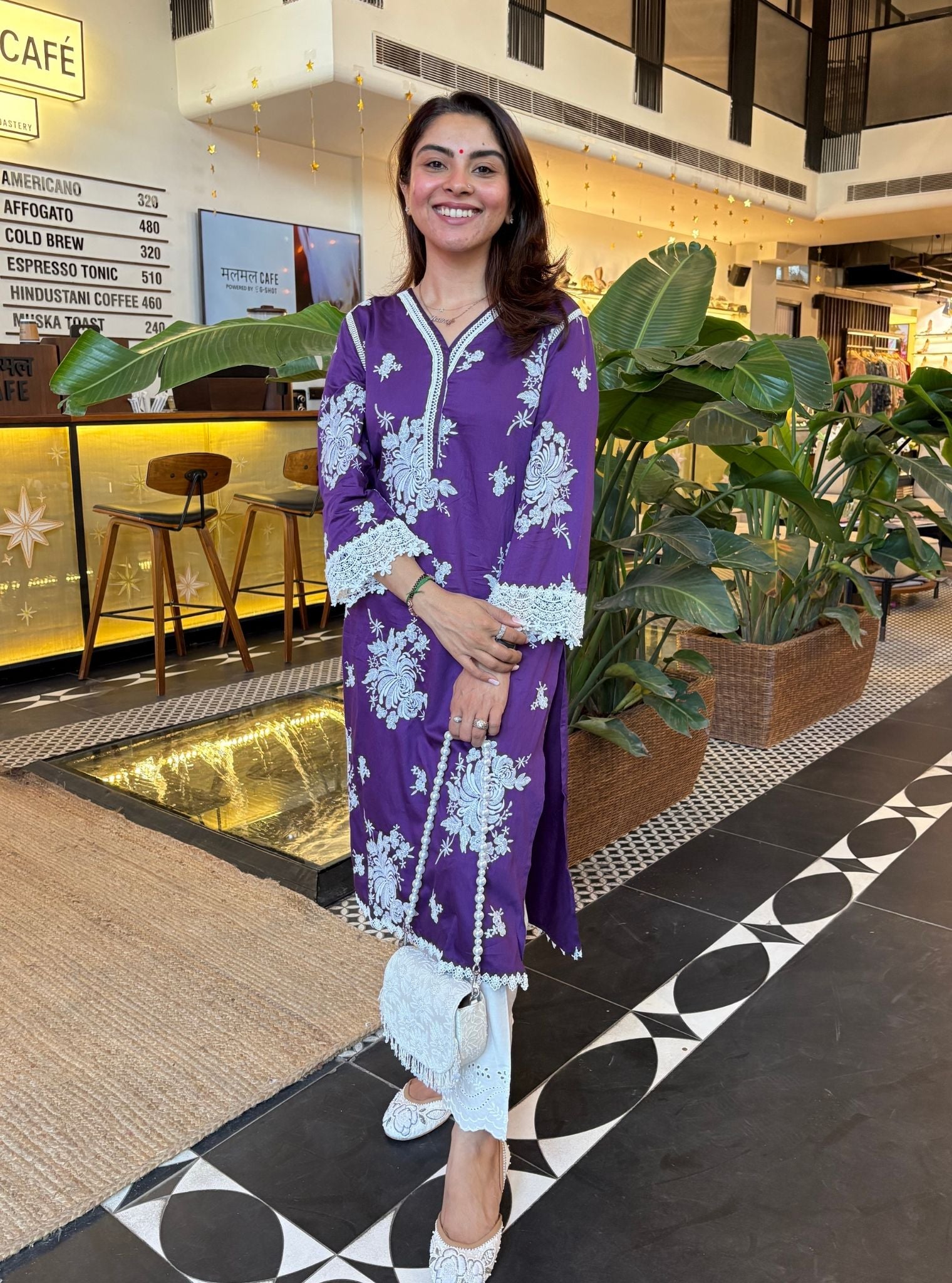 Iraavat Pima Satin Purple Kurta Set