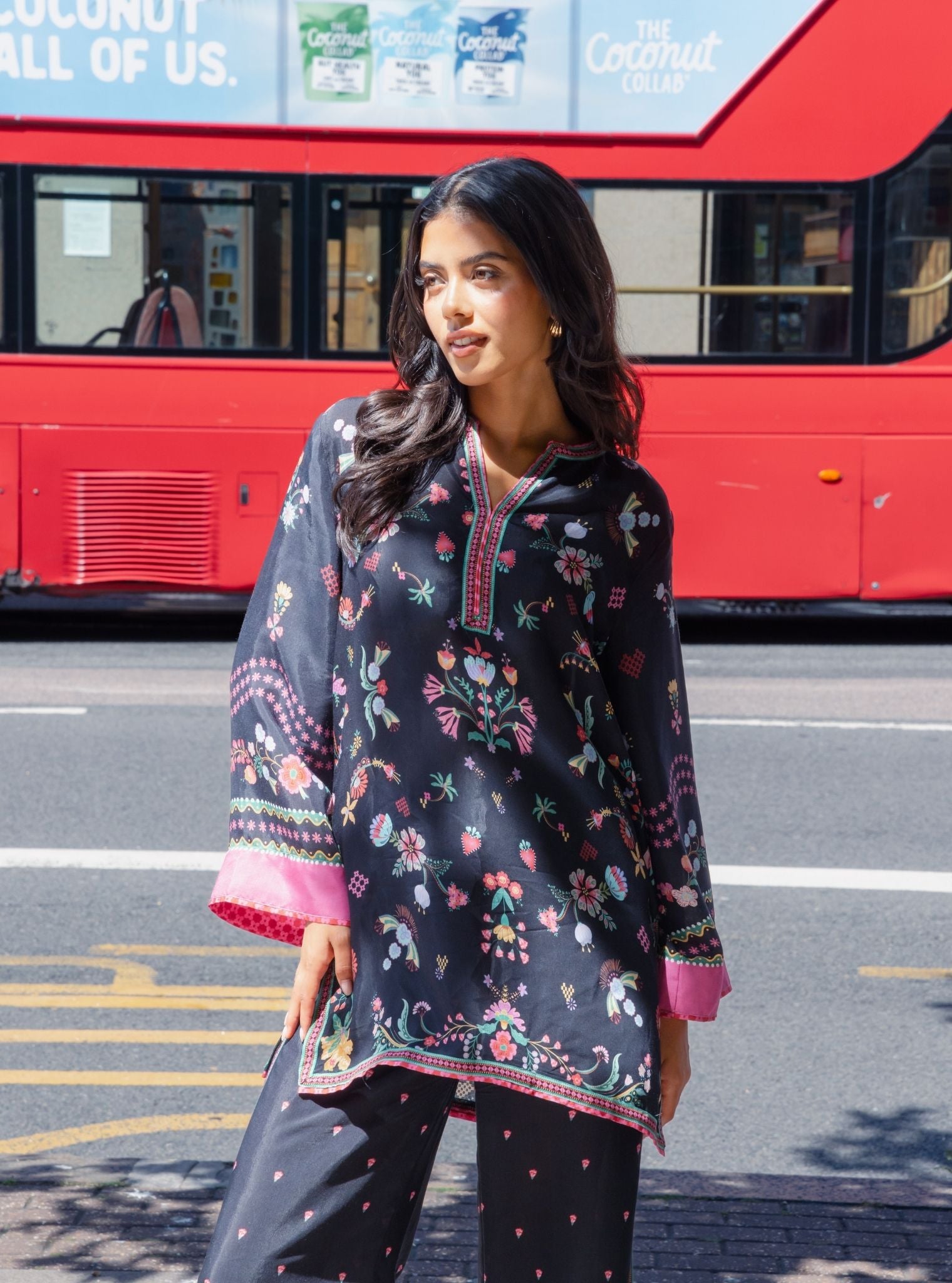 Evara Lawn Printed Black Co-ord Set