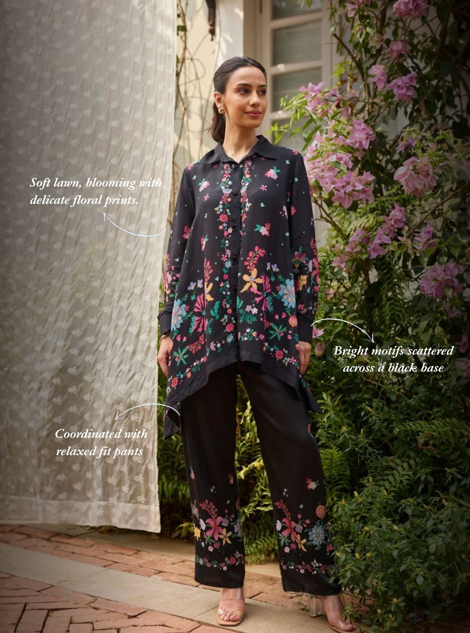 Adhvi Lawn Black Co-ord Set