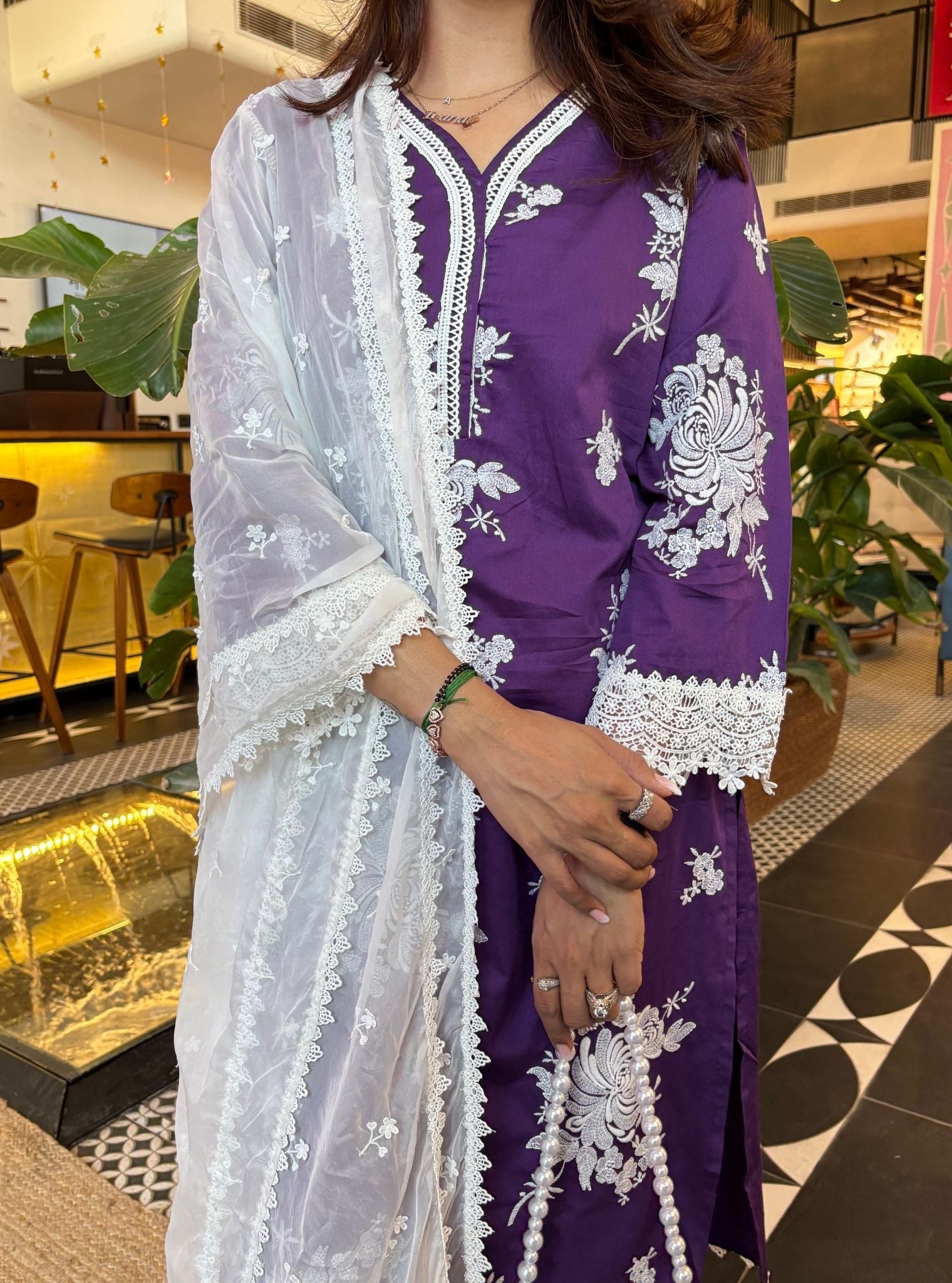 Iraavat Pima Satin Purple Kurta Set