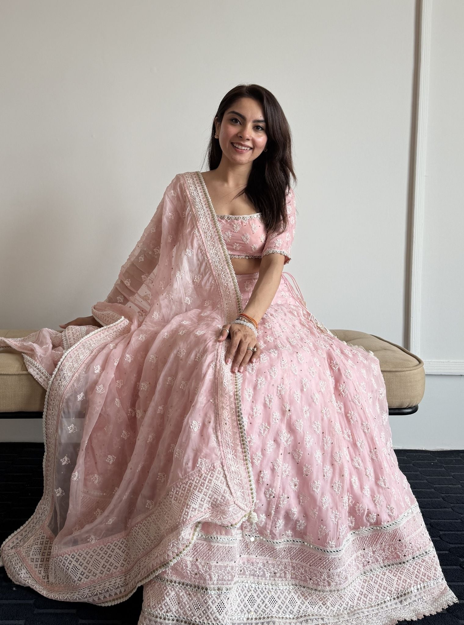 Kilol Organza Pink Lehenga Set