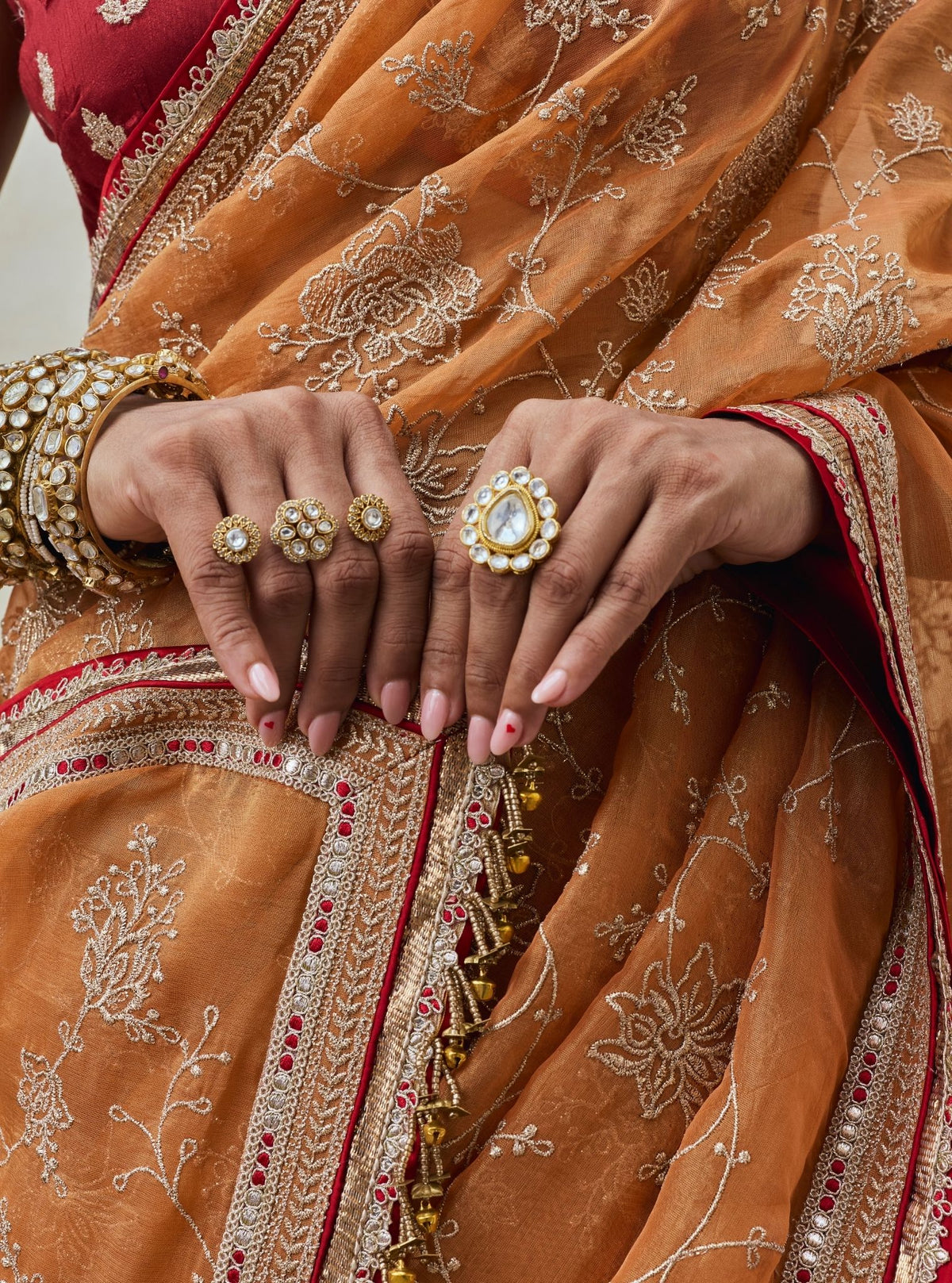 Parthi Lurex Organza Orange Saree