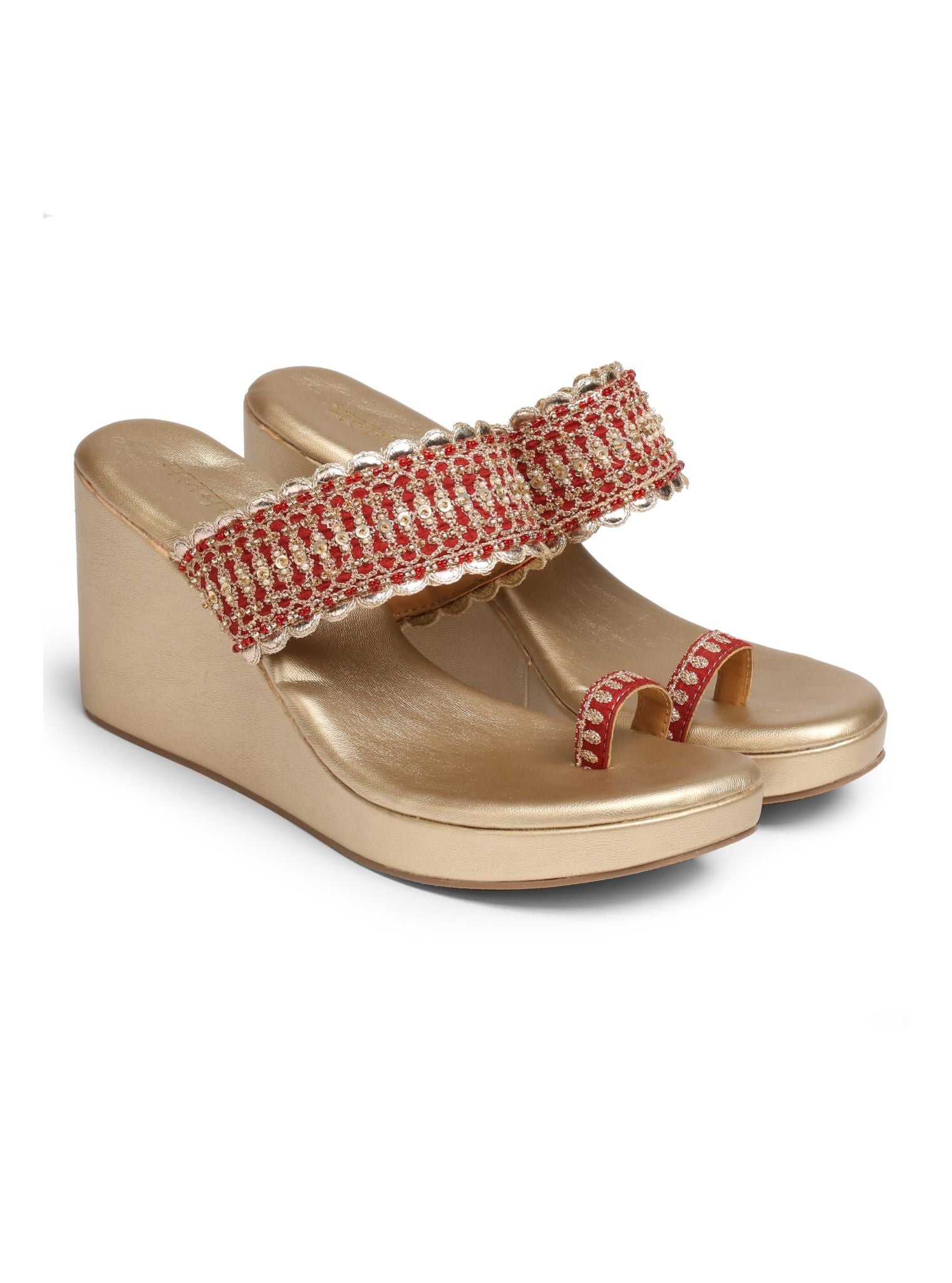 Stand by me Red Vegan Wedge Heel