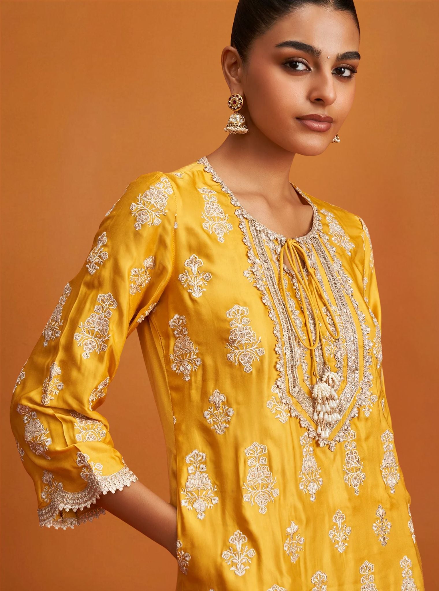 Alia Intira Cupro Satin Yellow Kurta Set