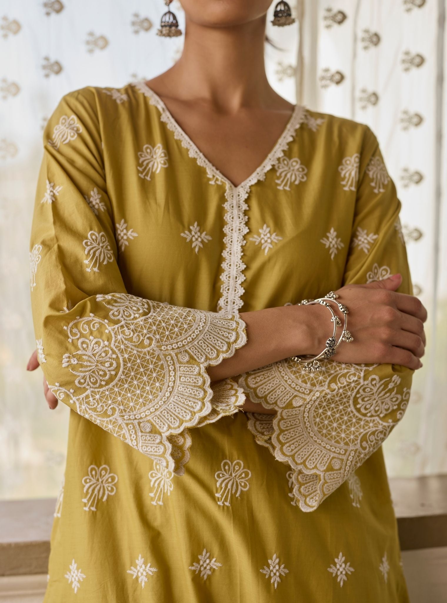 Nihri Supima Cotton Olive Green Kurta Set