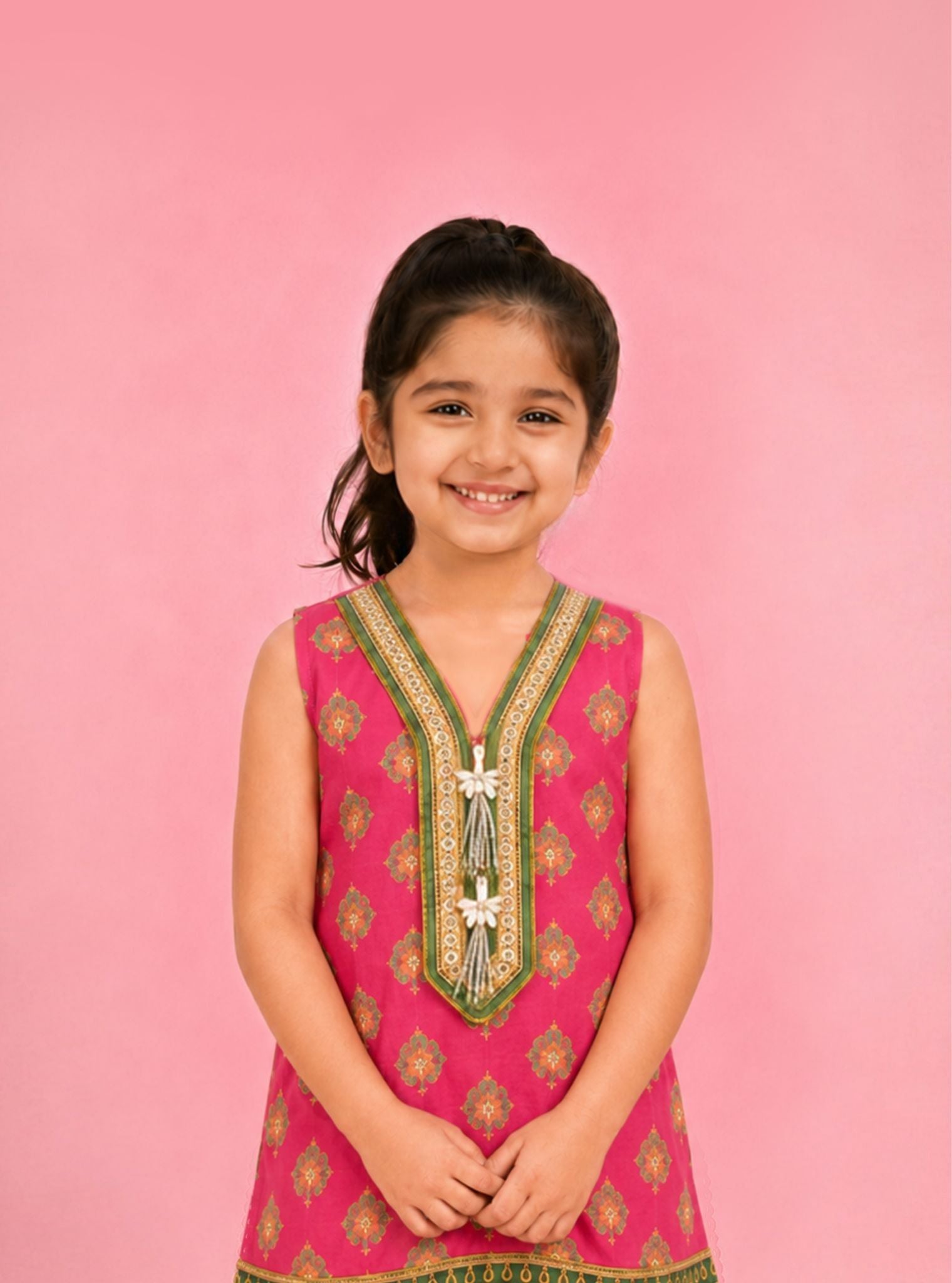 Iva Lawn Printed Fuchsia Kurta Set