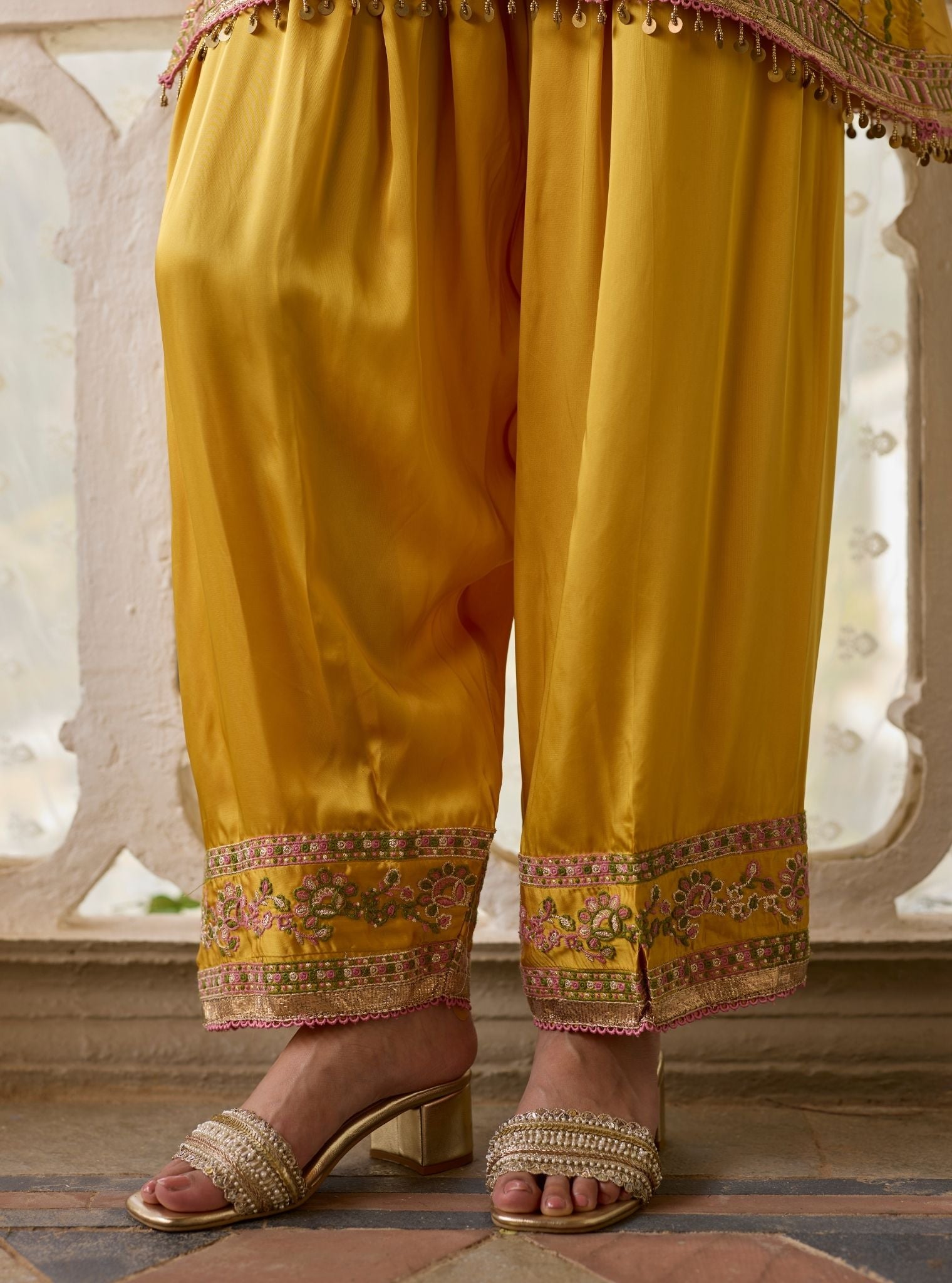 Pralika Bemberg Satin Mustard Kurta Set