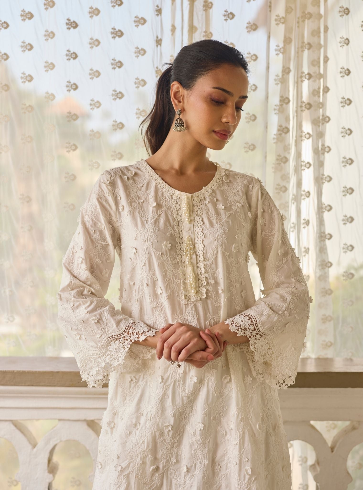 Baybreeze Supima Cotton White Kurta Set