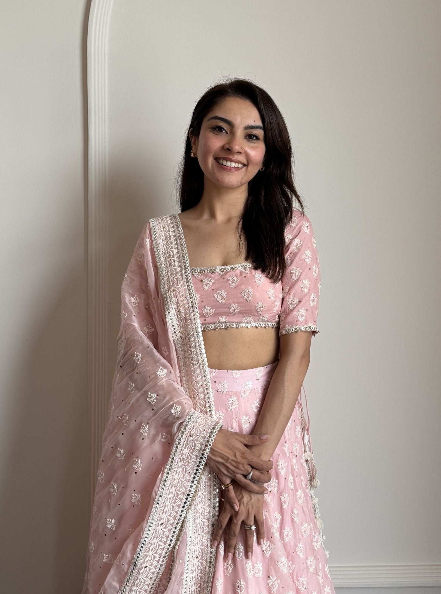 Kilol Organza Pink Lehenga Set