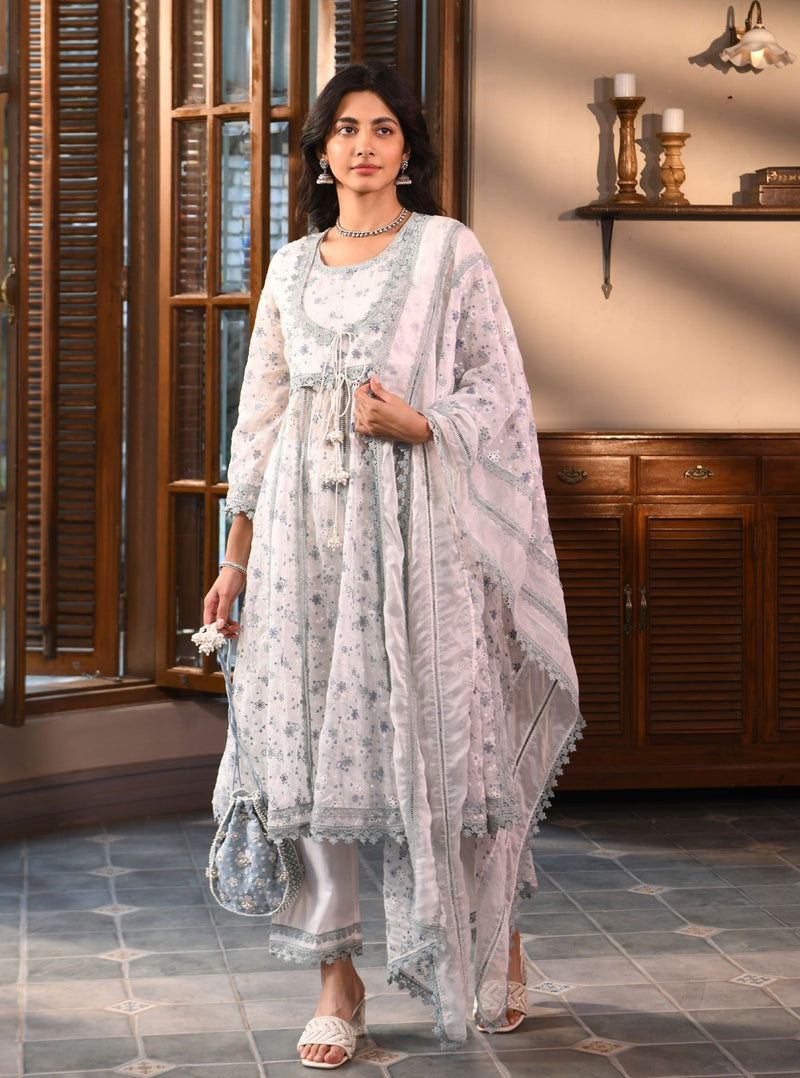 Mulmul Organza Bree White Dupatta