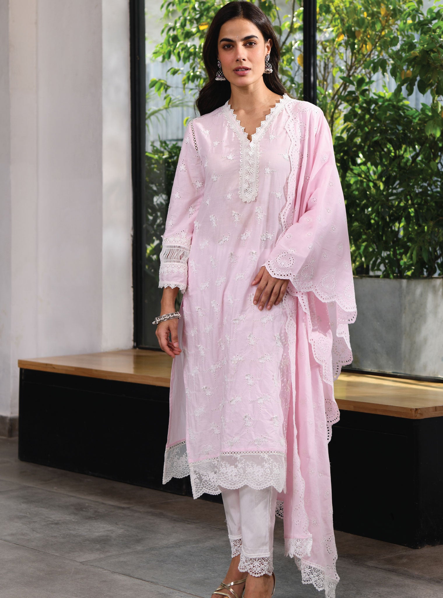 Mulmul Cotton Wells Pink Dupatta