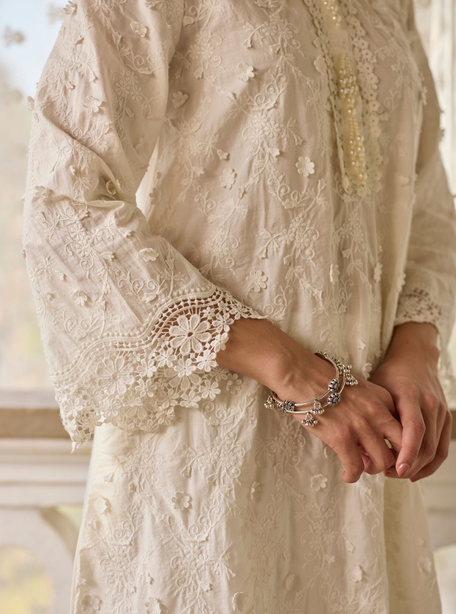 Baybreeze Supima Cotton White Kurta Set