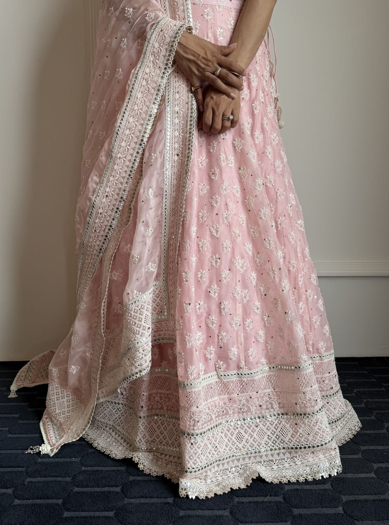 Kilol Organza Pink Lehenga Set